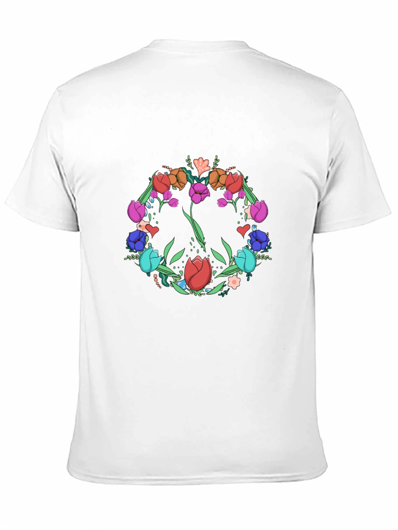 Floral Peace Sign Graphic Tee - Black