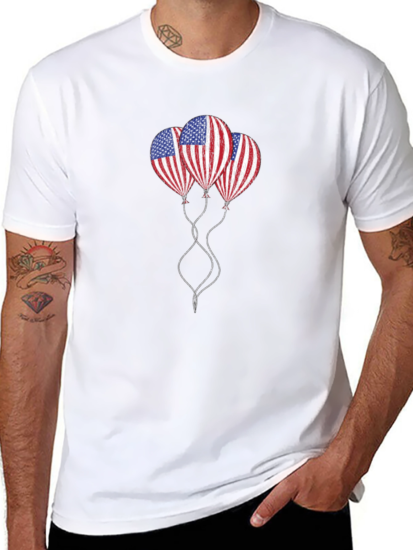 American Flag Balloons T-Shirt - Patriotic Design