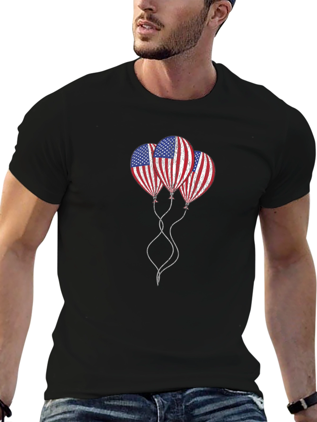 American Flag Balloons T-Shirt - Patriotic Design