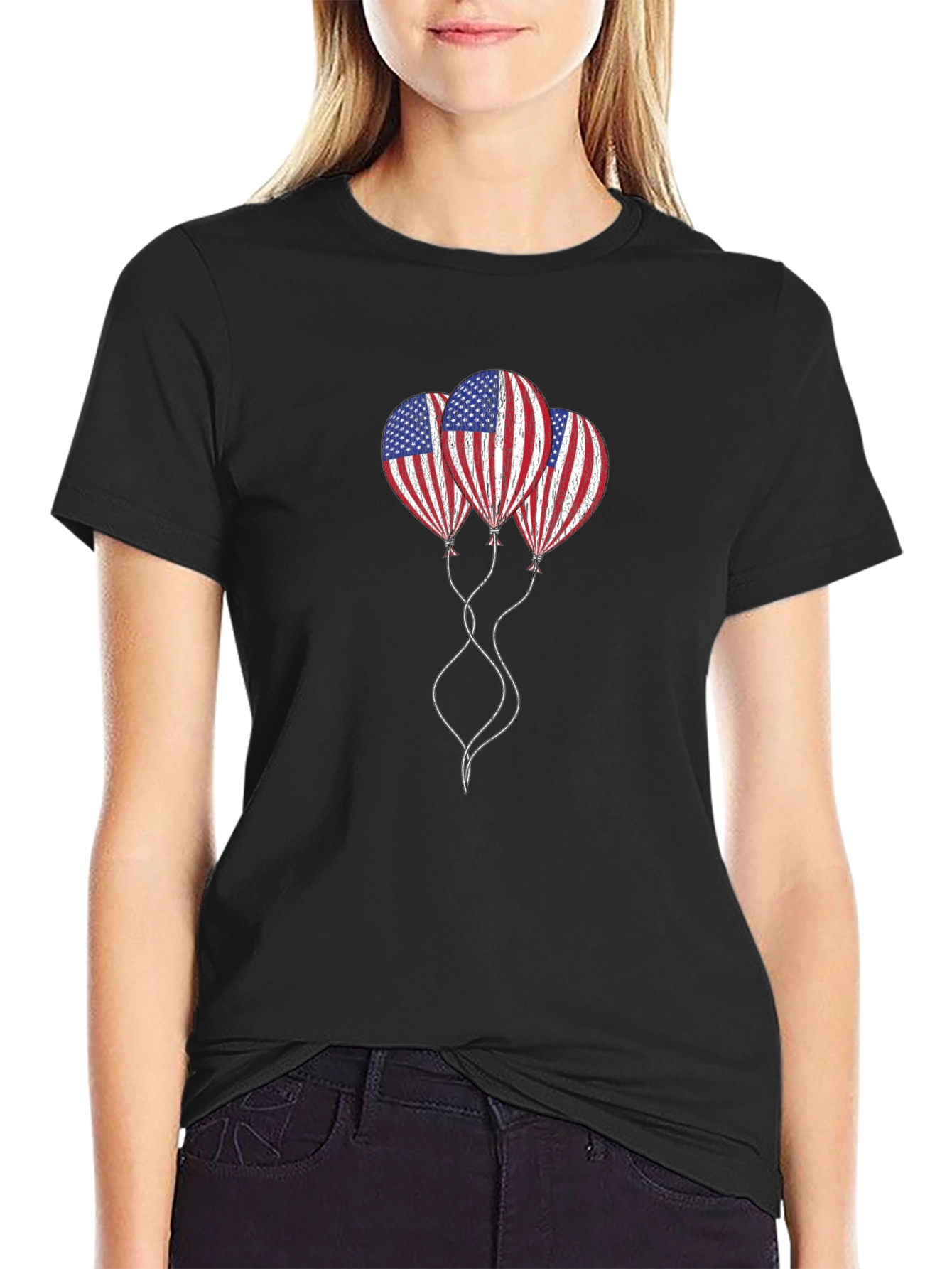American Flag Balloons T-Shirt - Patriotic Design