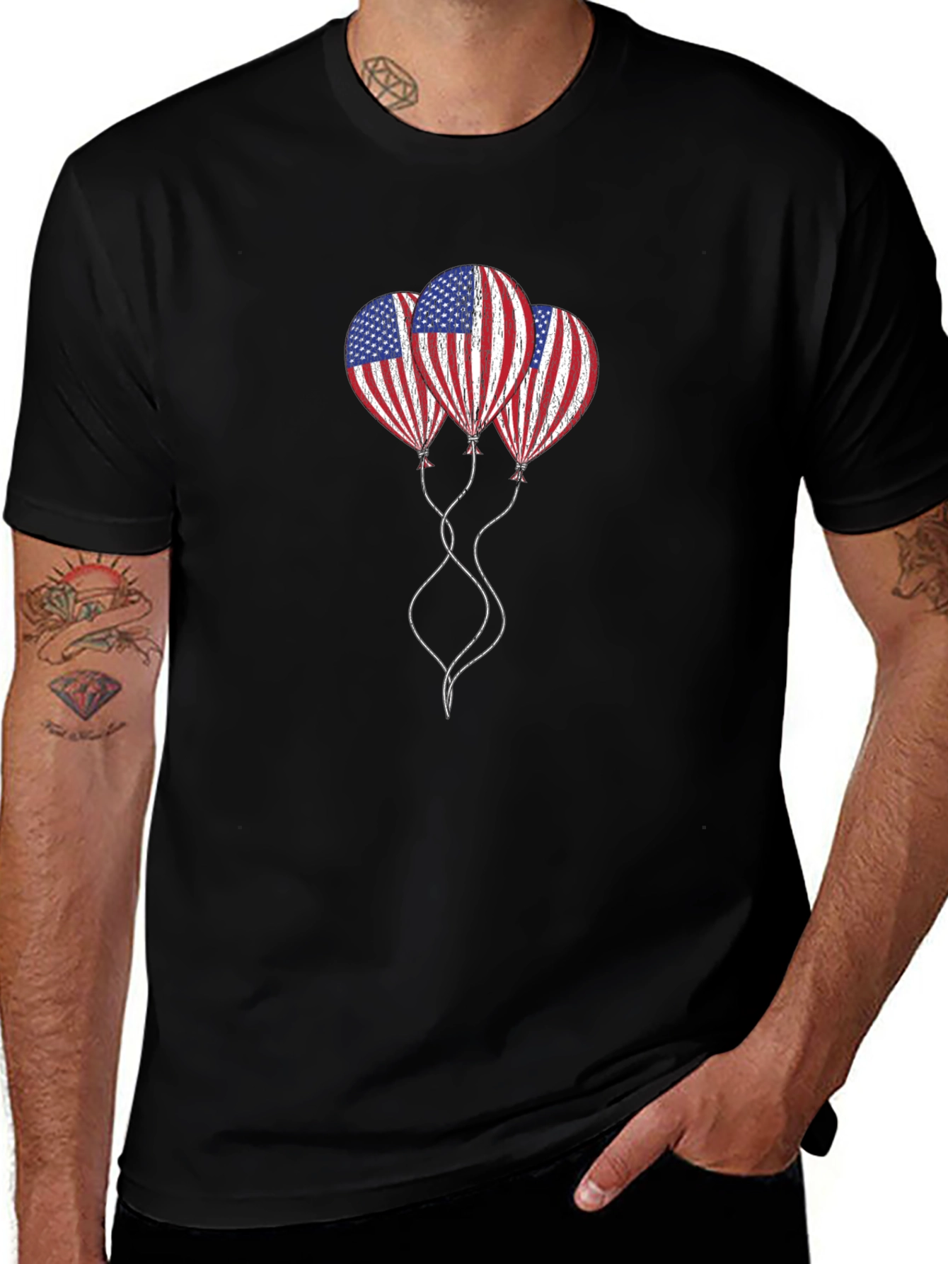 American Flag Balloons T-Shirt - Patriotic Design