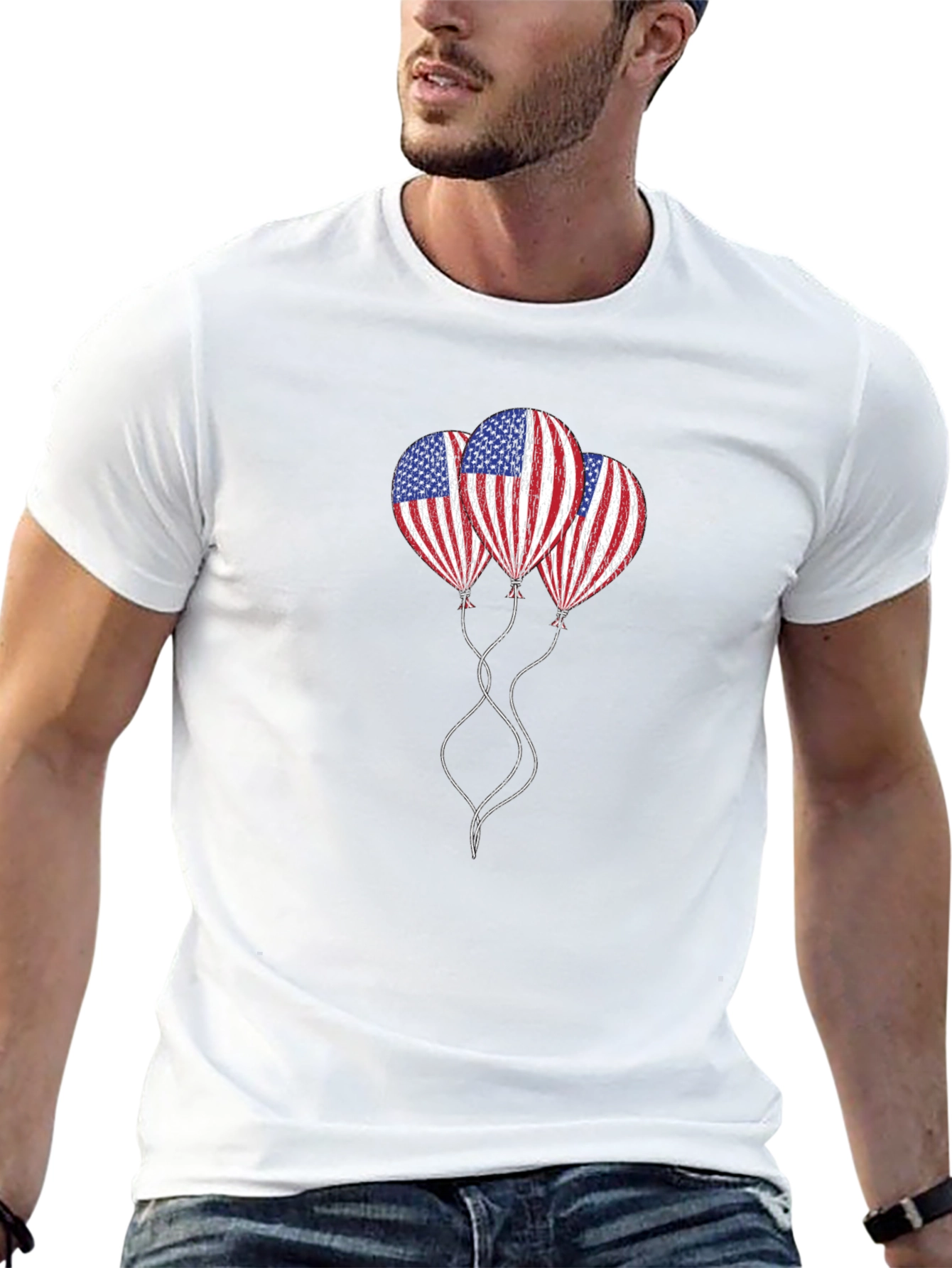 American Flag Balloons T-Shirt - Patriotic Design