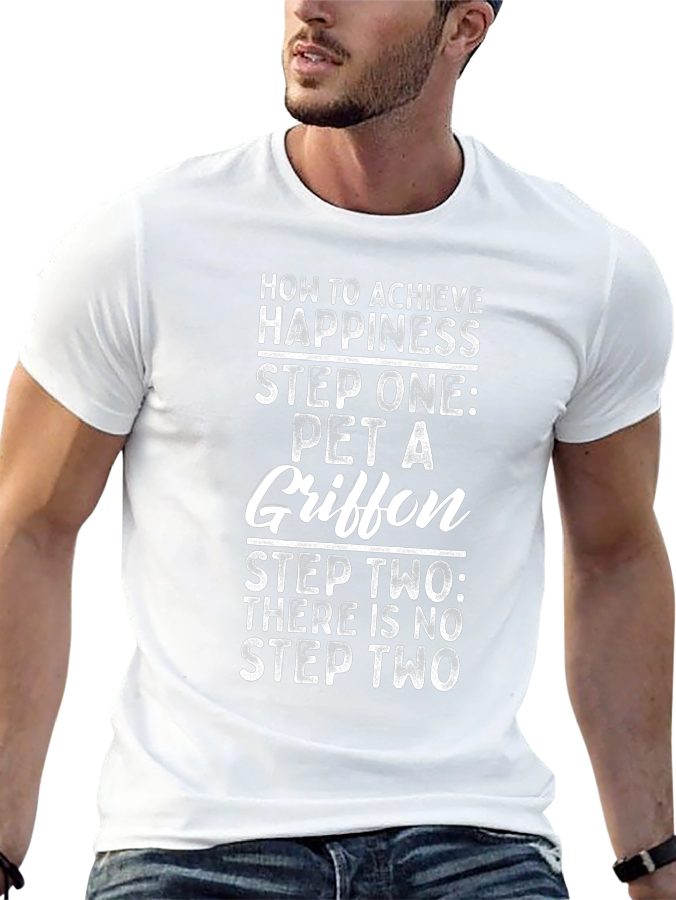 How to Achieve Happiness Pet a Griffon Black T-Shirt
