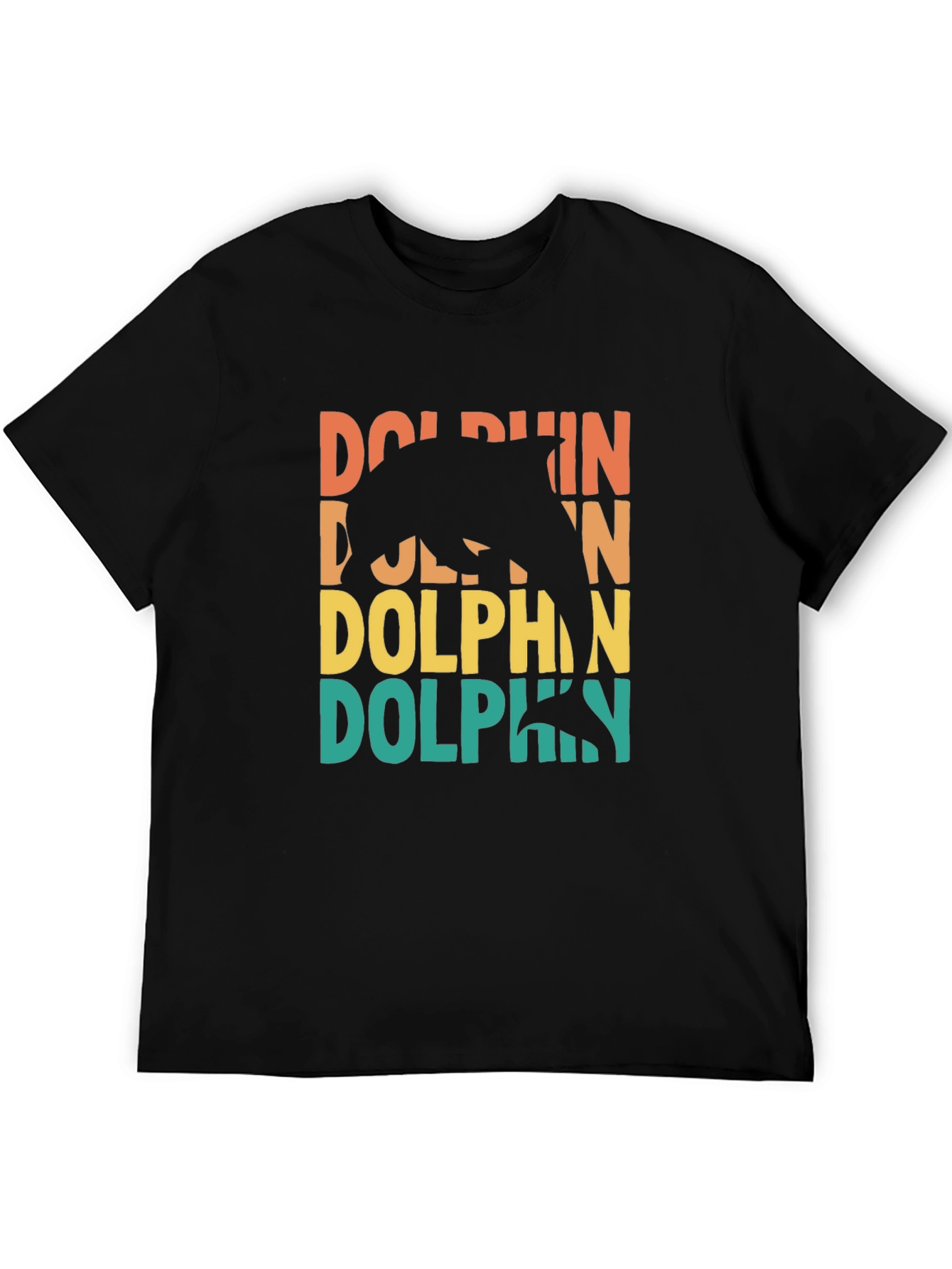 Retro Dolphin Graphic Tee - Black