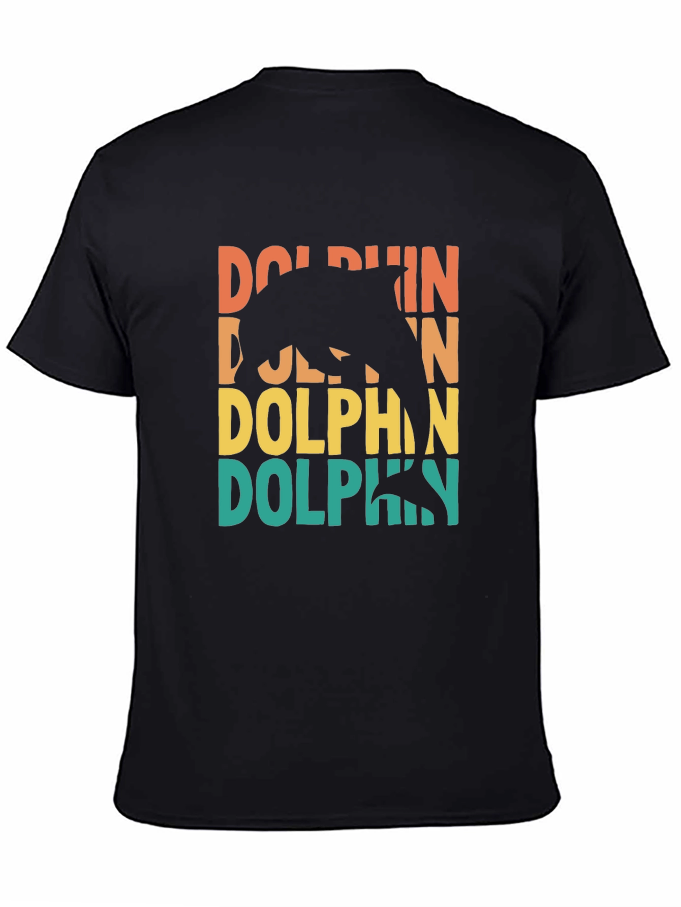 Retro Dolphin Graphic Tee - Black