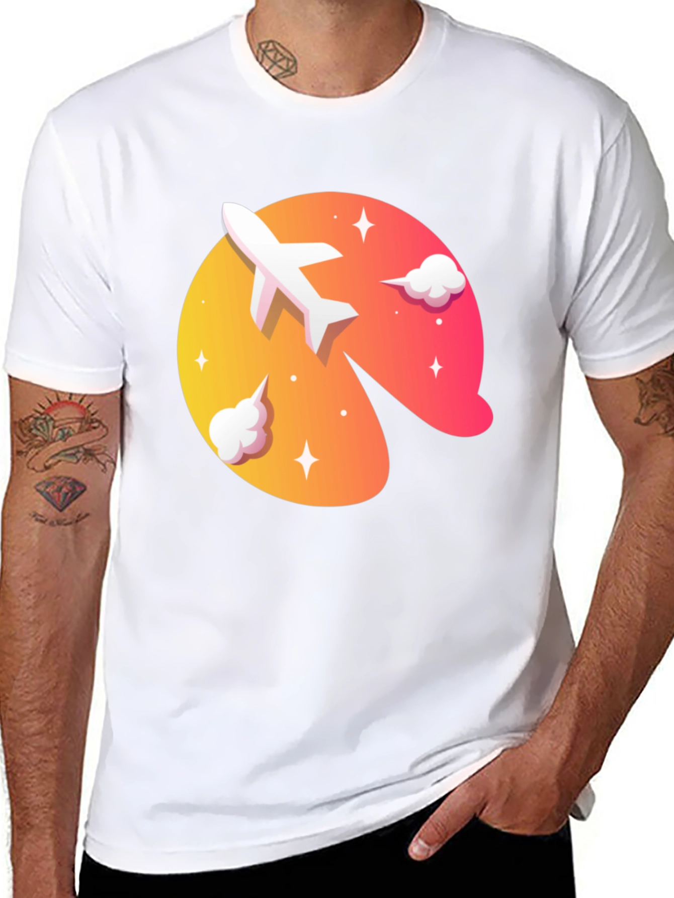 Airplane Sunset Graphic Tee - Stylish Travel Shirt