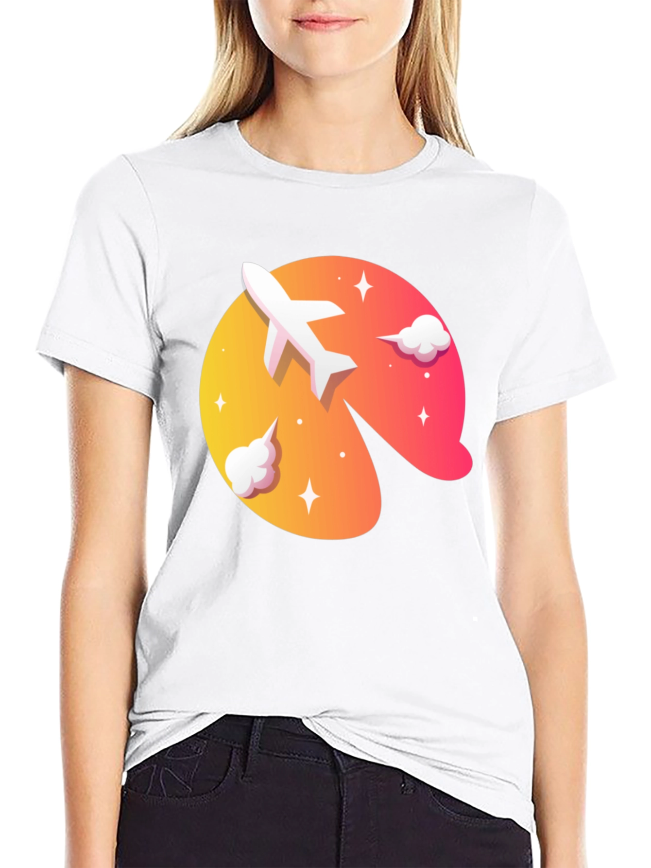 Airplane Sunset Graphic Tee - Stylish Travel Shirt