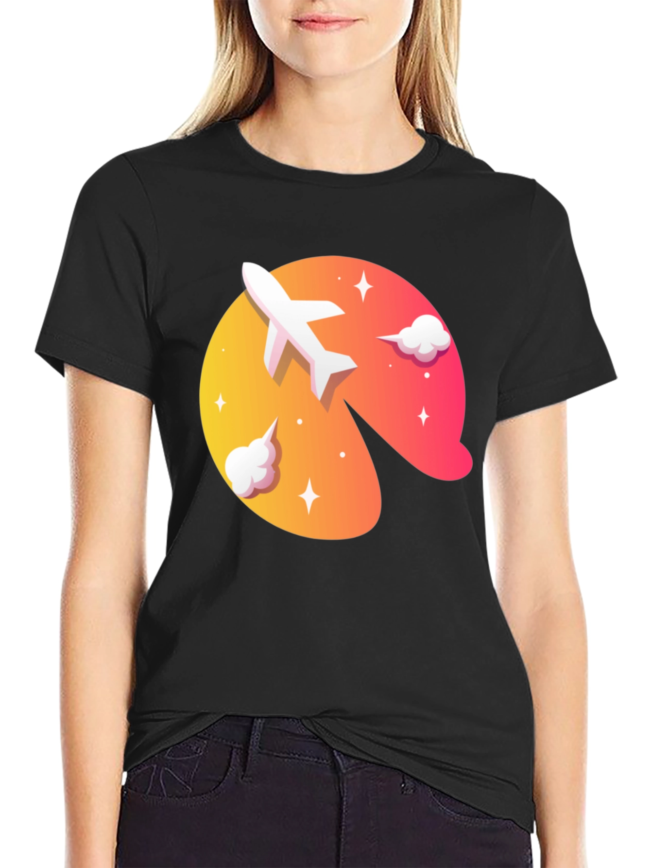 Airplane Sunset Graphic Tee - Stylish Travel Shirt