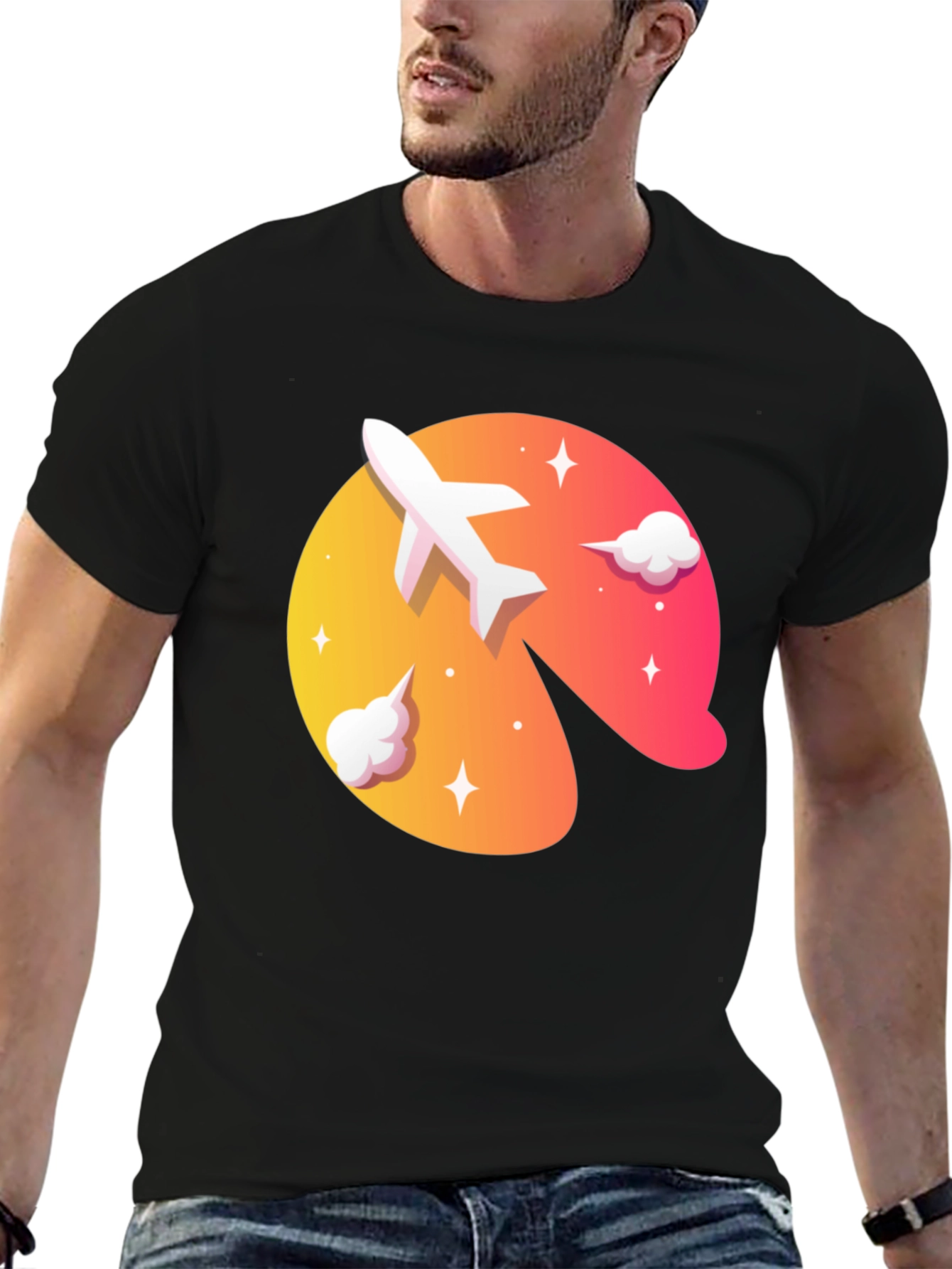 Airplane Sunset Graphic Tee - Stylish Travel Shirt