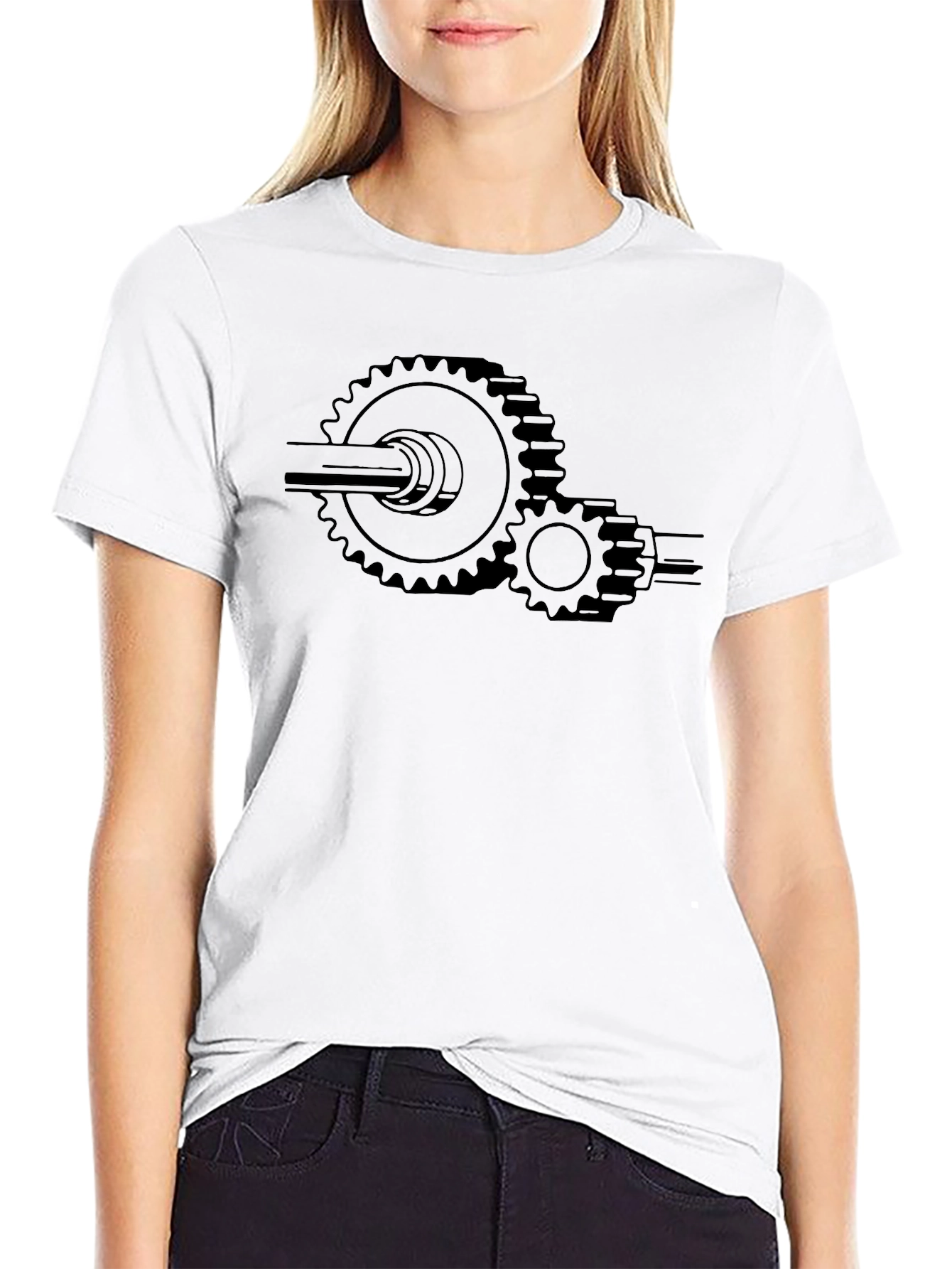 Gear Graphic Black T-Shirt - Mechanical Design