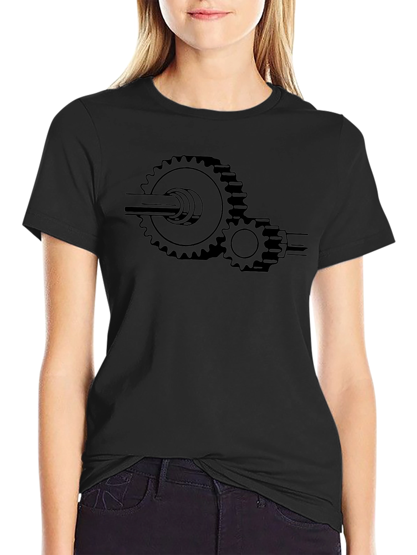Gear Graphic Black T-Shirt - Mechanical Design