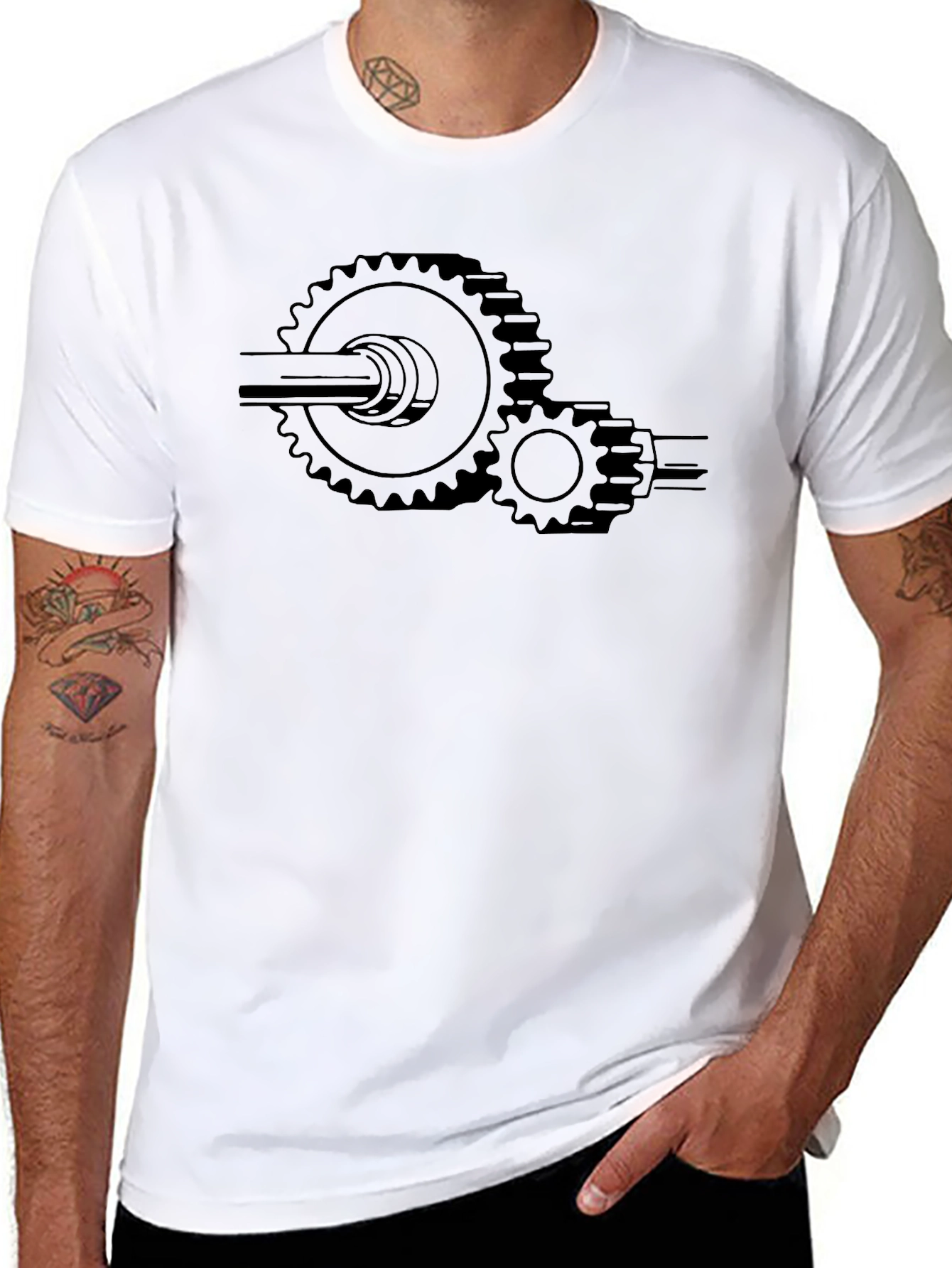 Gear Graphic Black T-Shirt - Mechanical Design