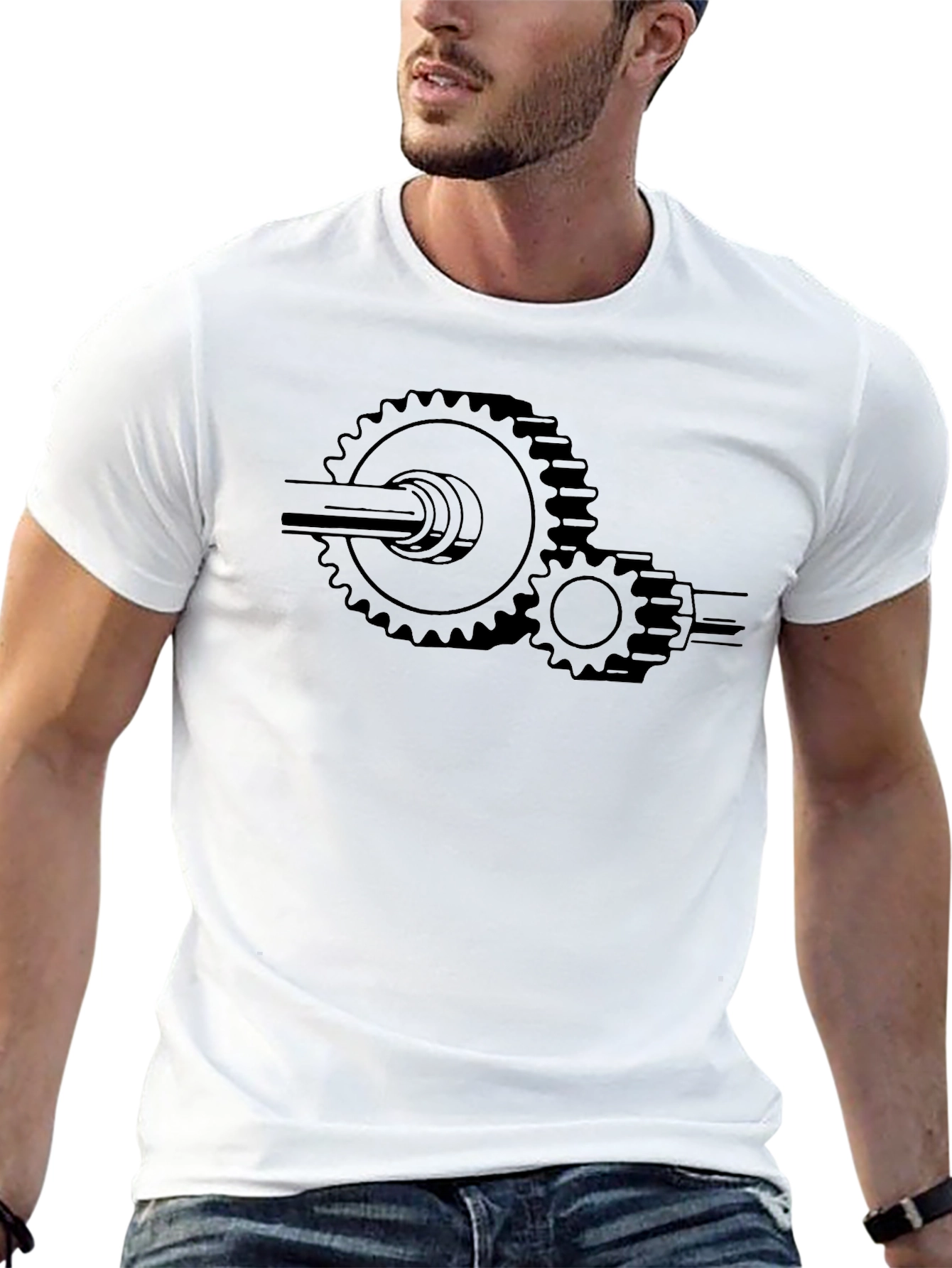 Gear Graphic Black T-Shirt - Mechanical Design