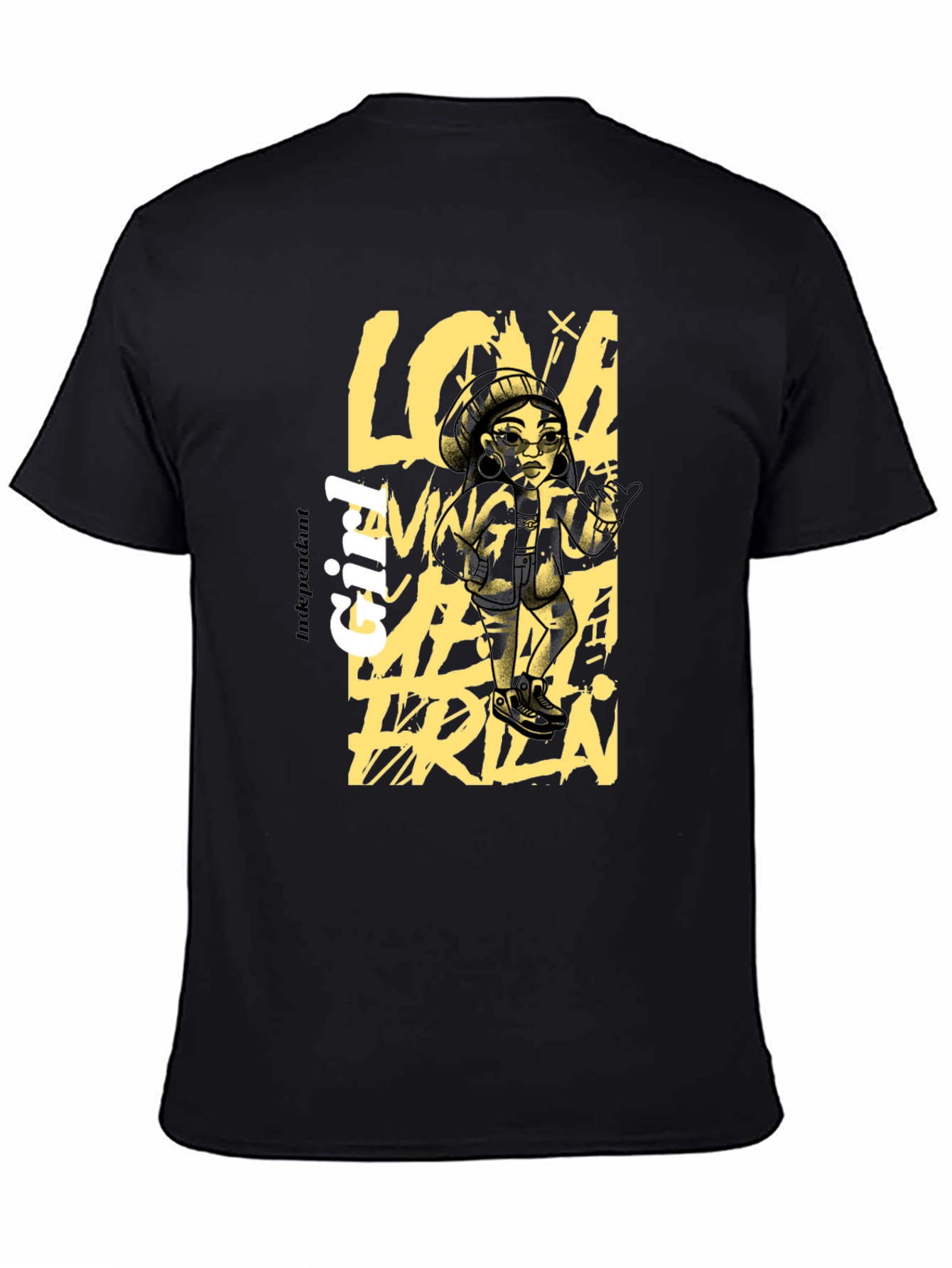 Independent Girl Graphic Print Black T-Shirt