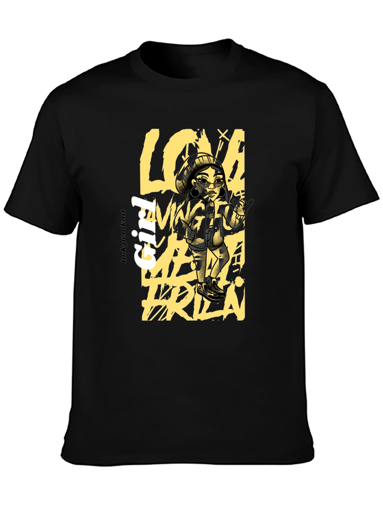Independent Girl Graphic Print Black T-Shirt