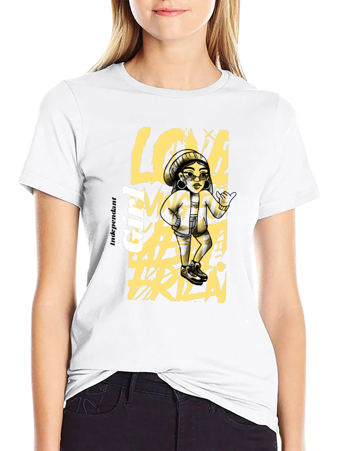 Independent Girl Graphic Print Black T-Shirt