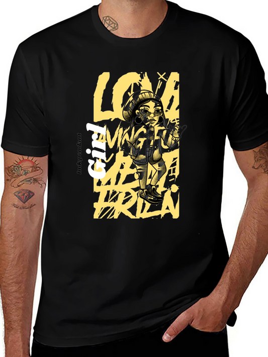 Independent Girl Graphic Print Black T-Shirt