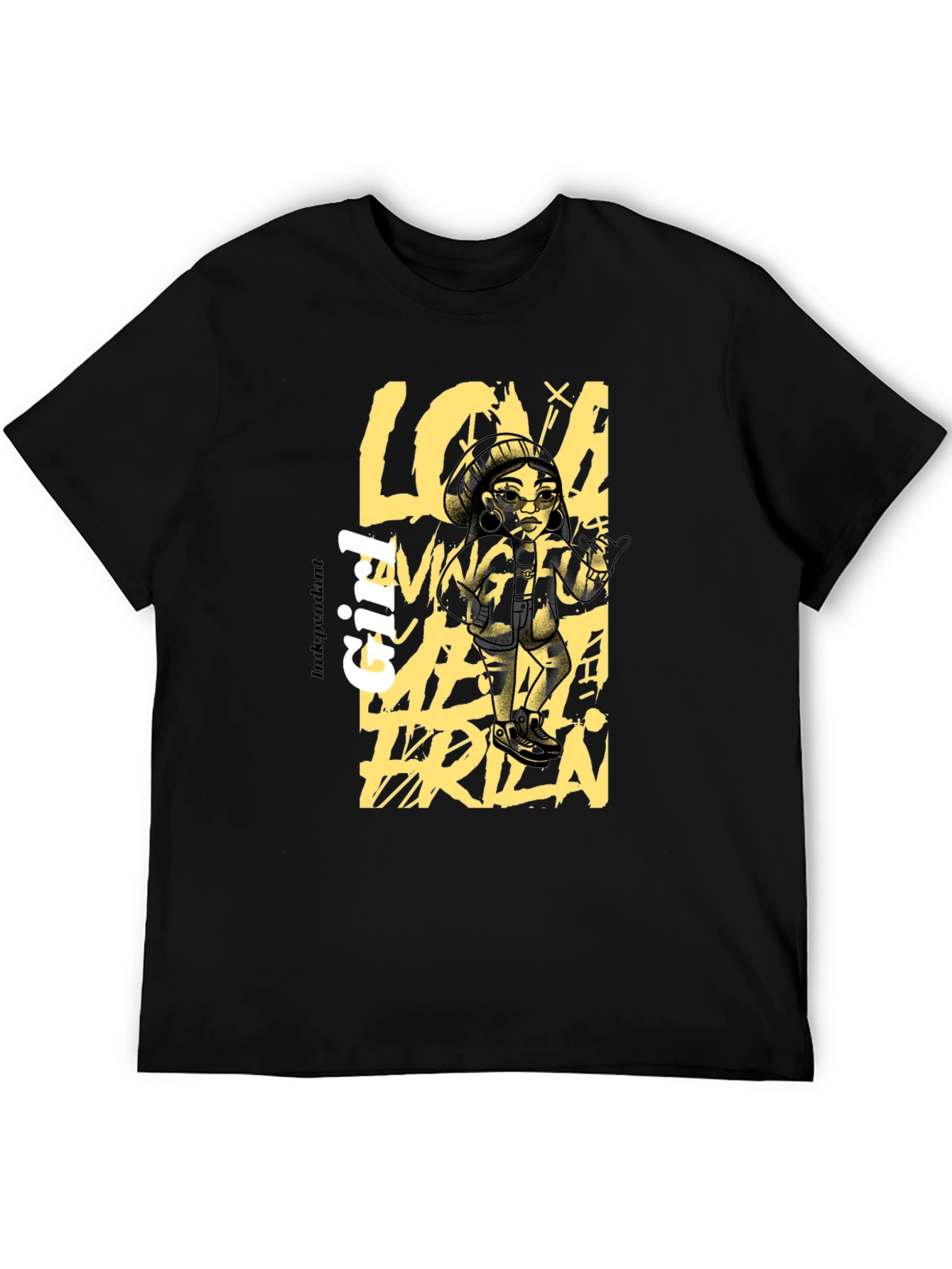 Independent Girl Graphic Print Black T-Shirt