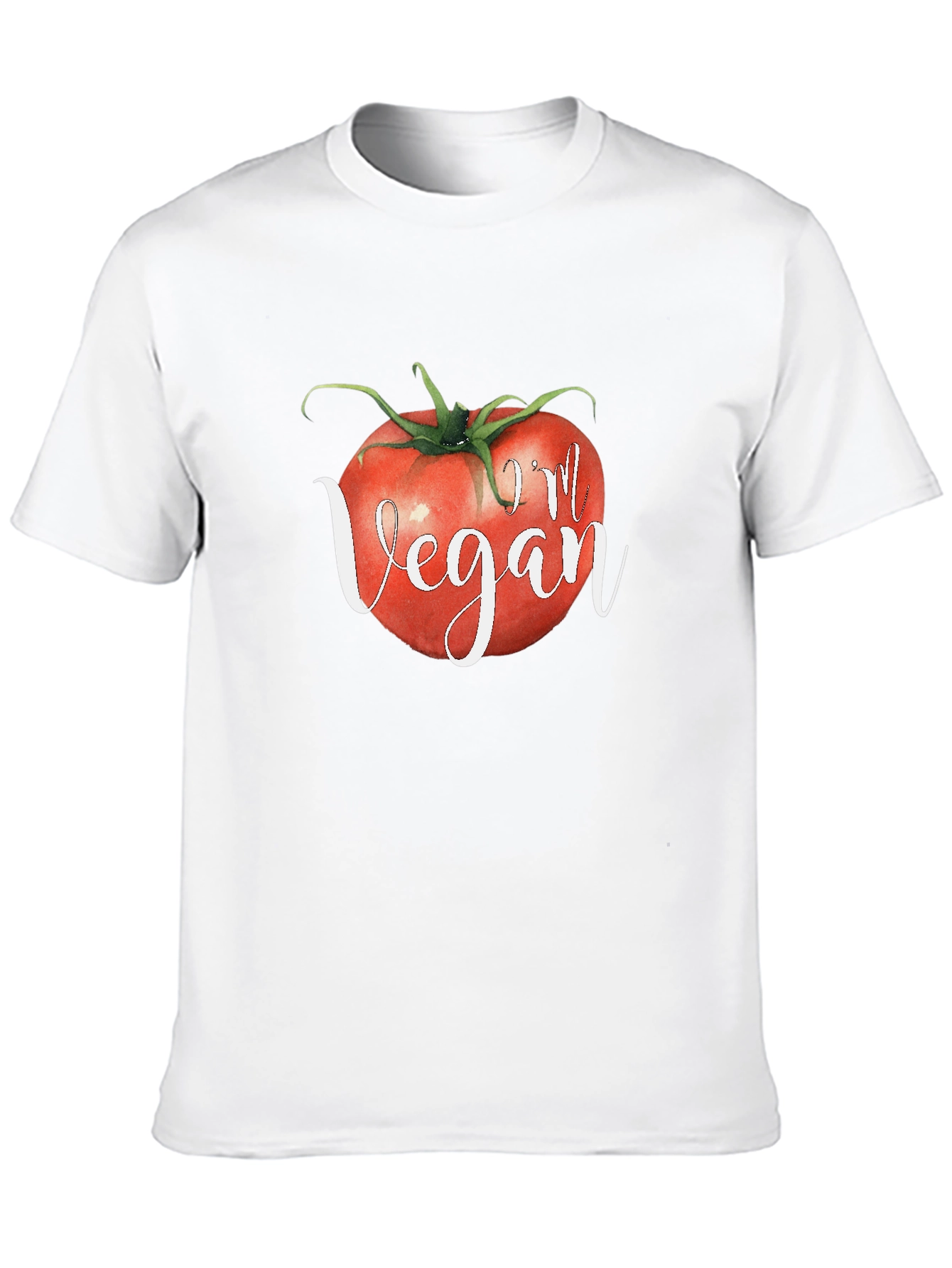 Im Vegan Tomato Graphic Tee - Black Crewneck T-Shirt