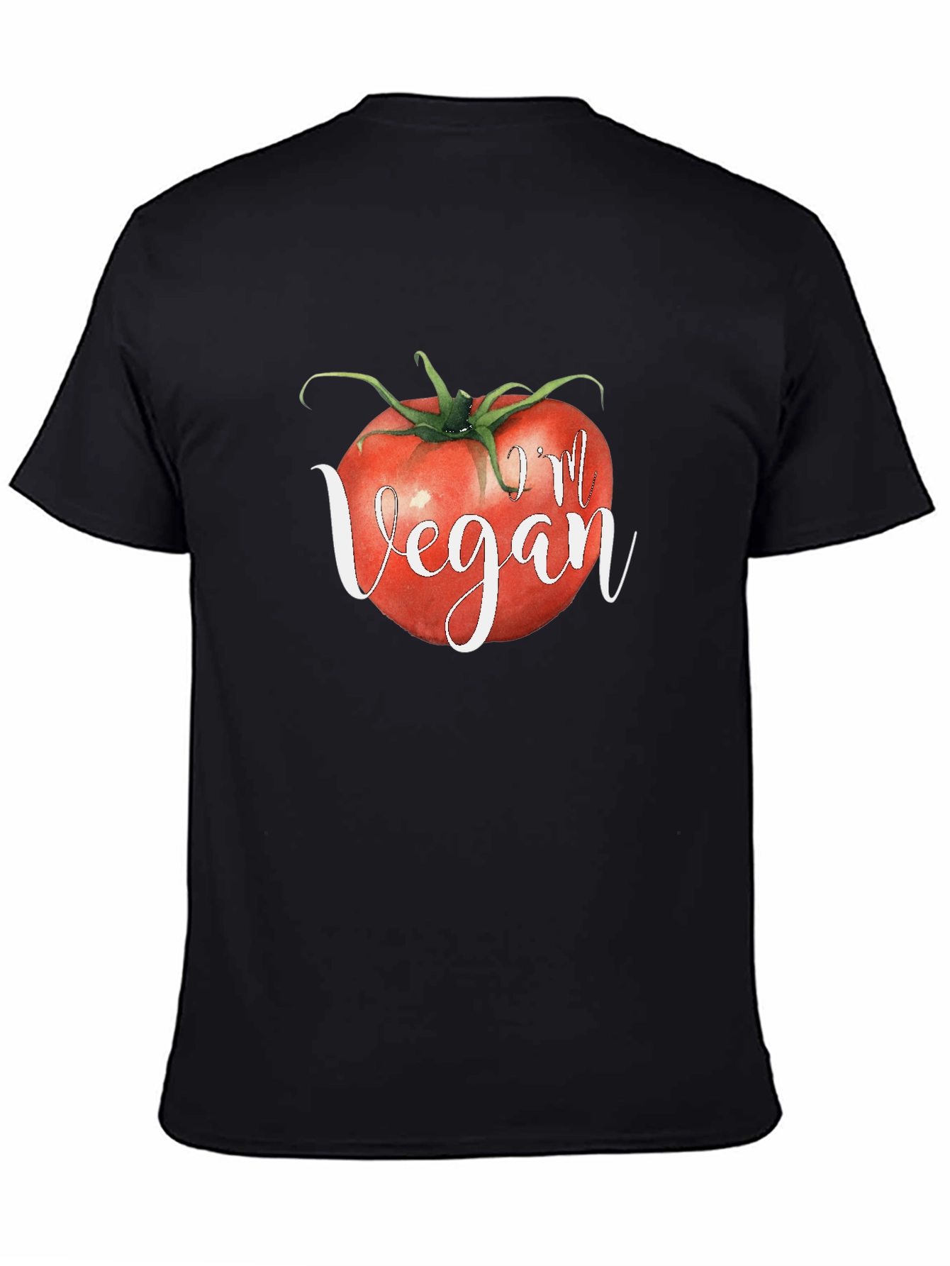 Im Vegan Tomato Graphic Tee - Black Crewneck T-Shirt