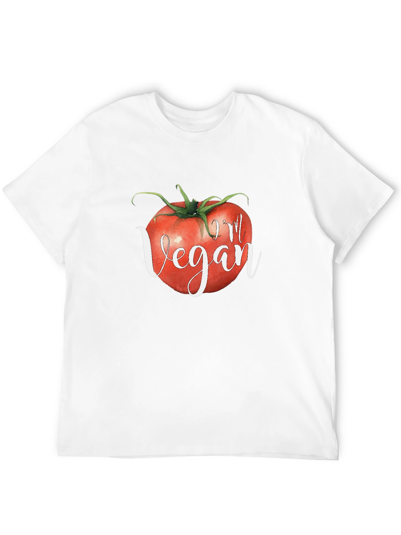 Im Vegan Tomato Graphic Tee - Black Crewneck T-Shirt