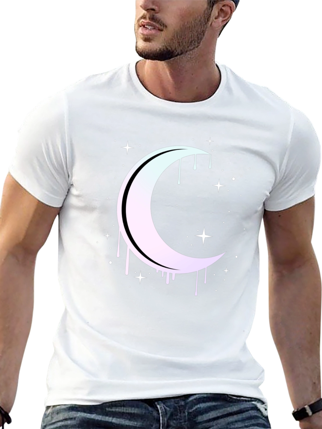 Mystic Moon Drip Graphic Tee - Black