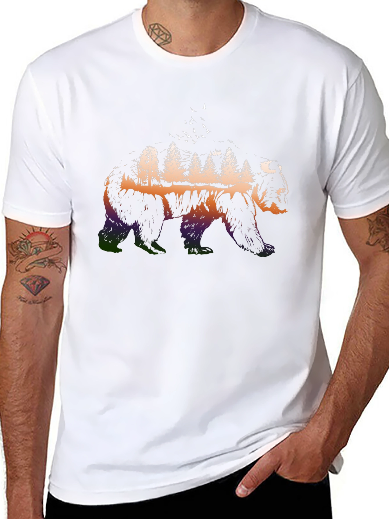Nature Bear Graphic Tee - Mens Black T-Shirt