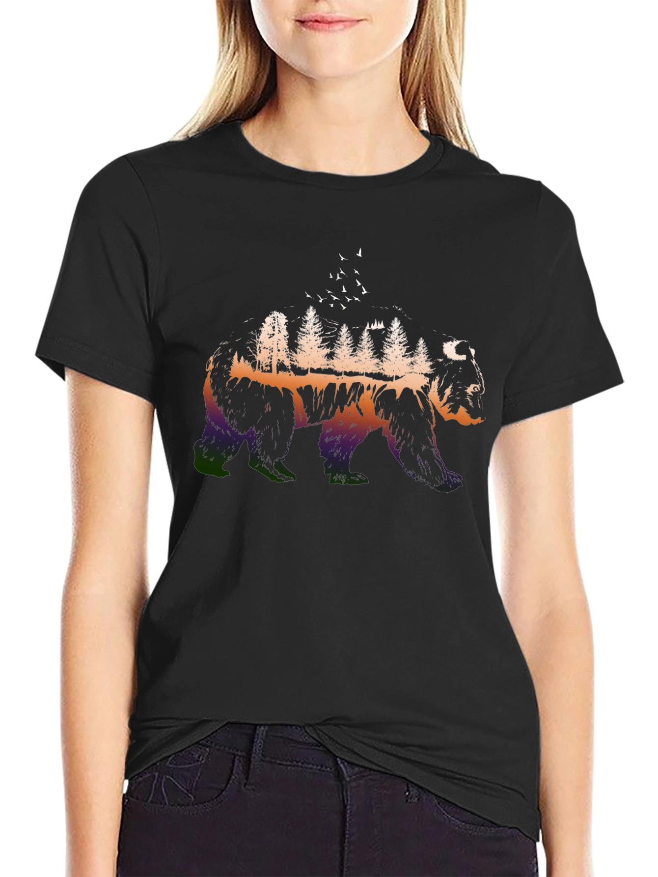 Nature Bear Graphic Tee - Mens Black T-Shirt