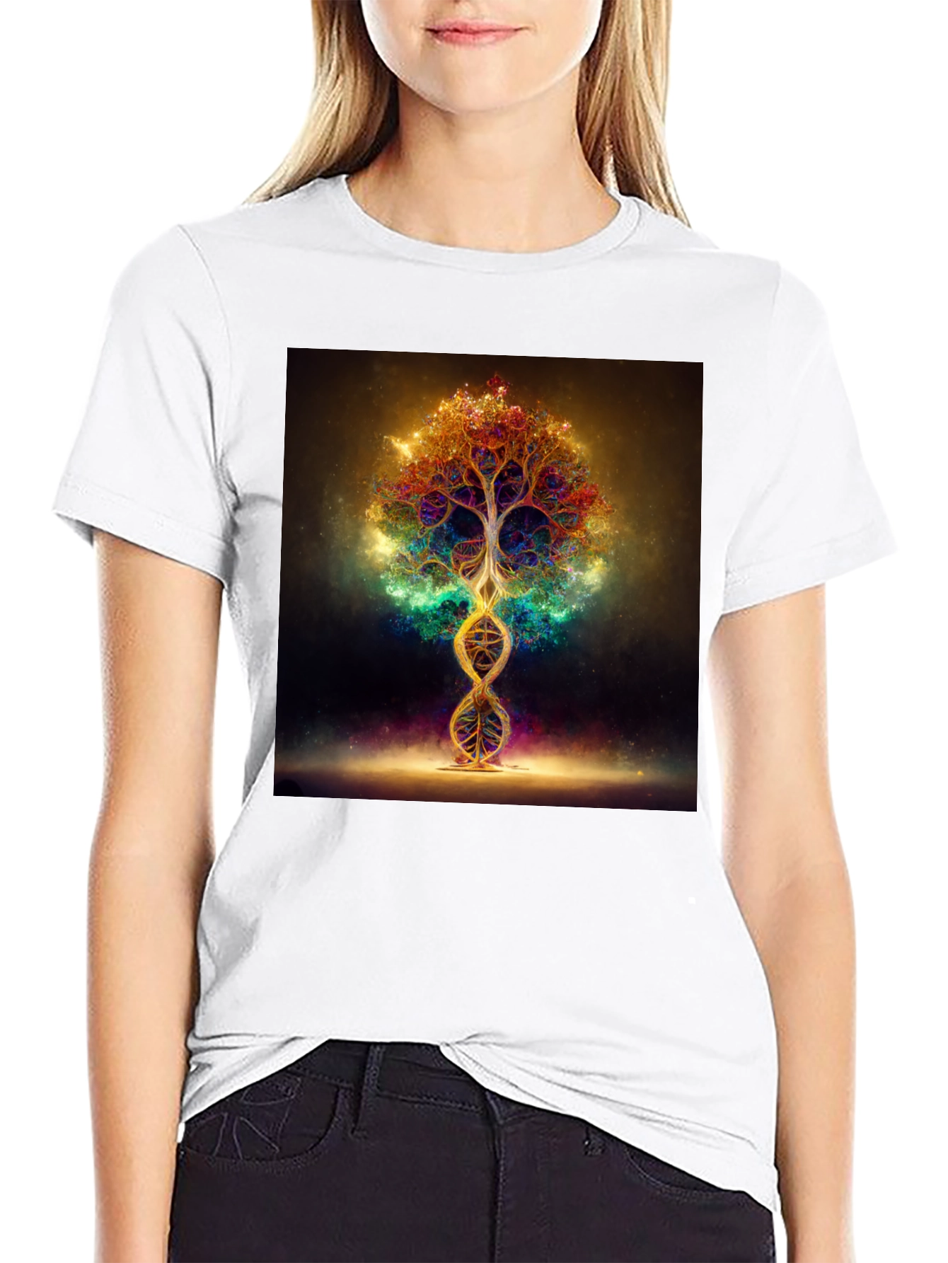Cosmic Tree DNA T-Shirt - Vibrant Design