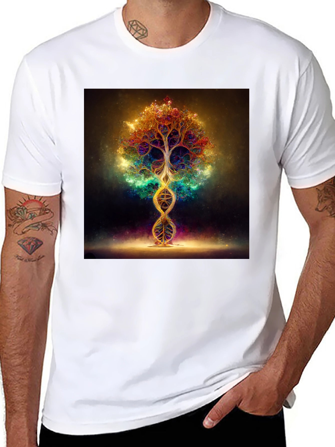 Cosmic Tree DNA T-Shirt - Vibrant Design