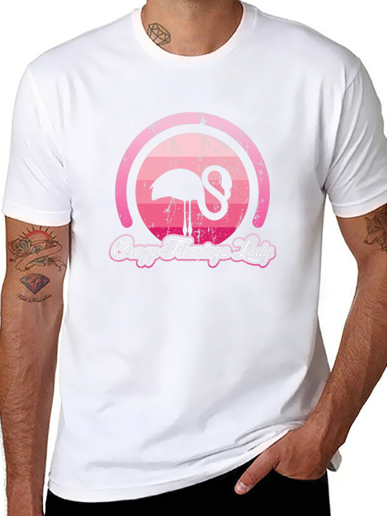 Crazy Flamingo Lady Graphic T-Shirt