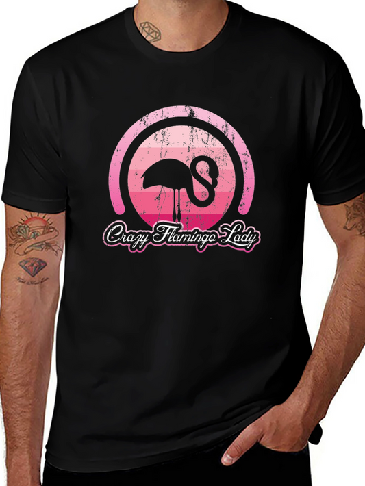 Crazy Flamingo Lady Graphic T-Shirt