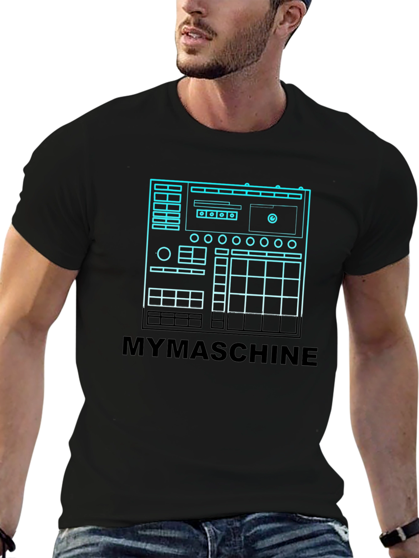 MYMASCHINE Black Graphic Tee - Music Producer Design
