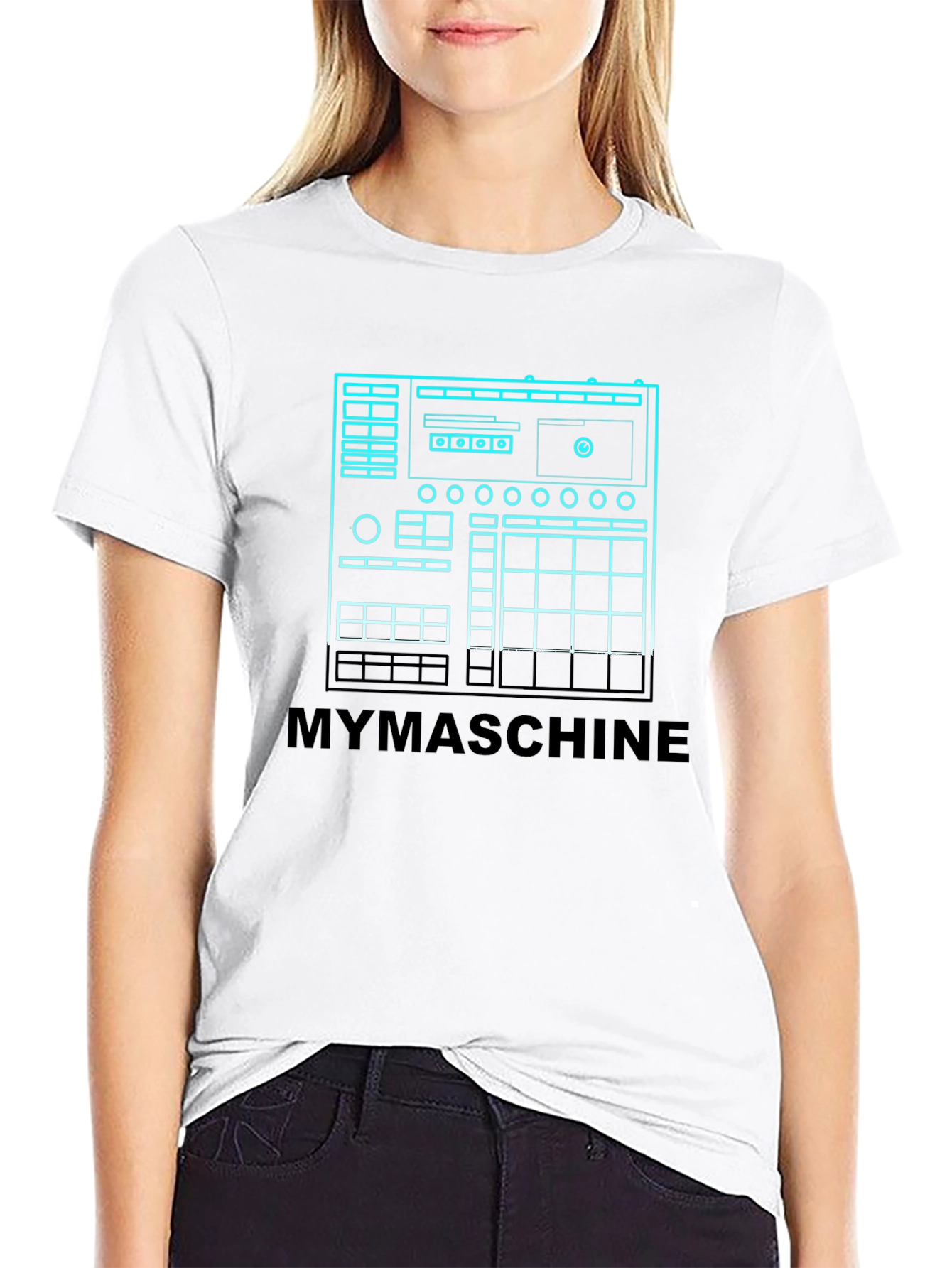 MYMASCHINE Black Graphic Tee - Music Producer Design