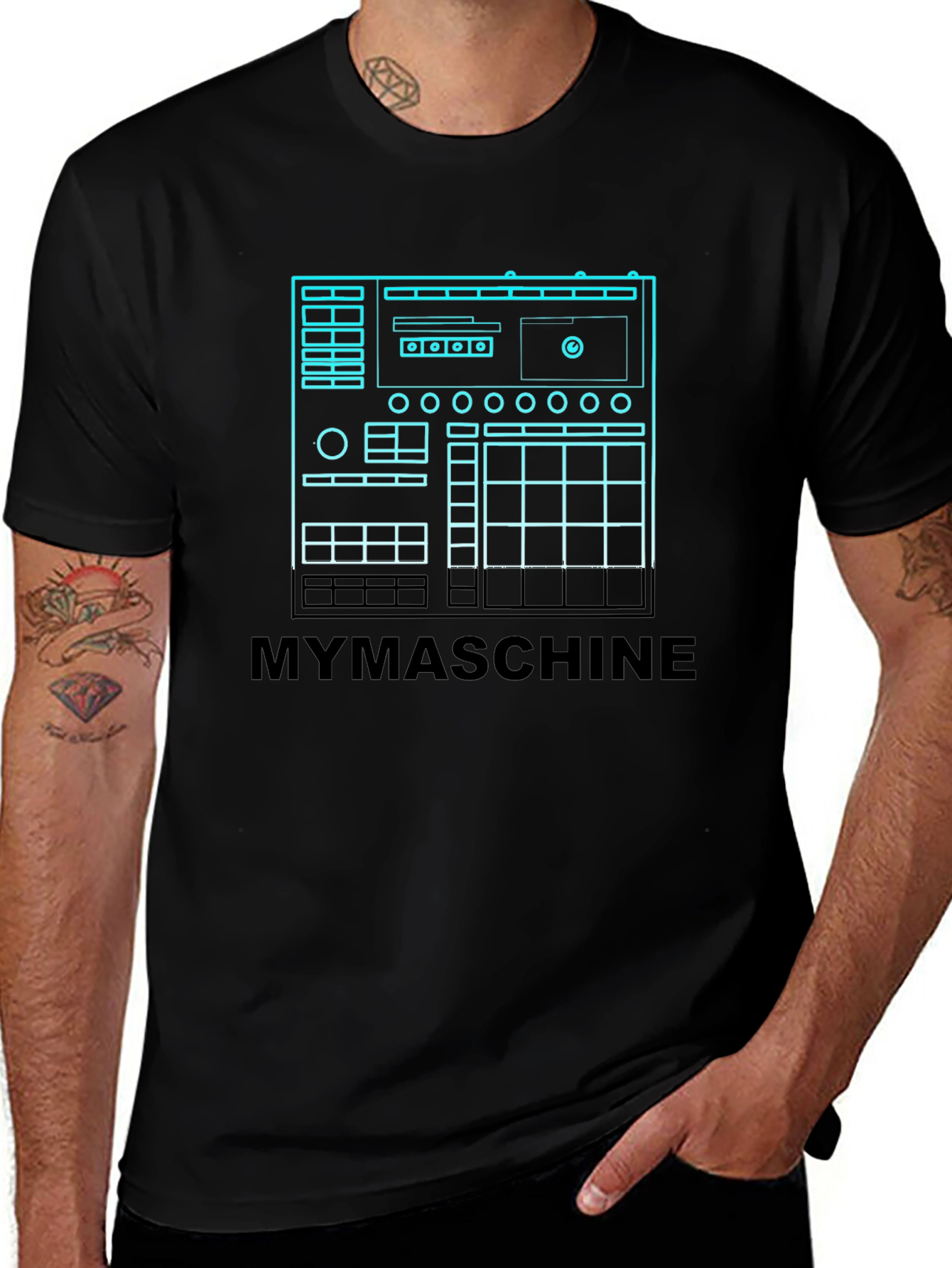 MYMASCHINE Black Graphic Tee - Music Producer Design