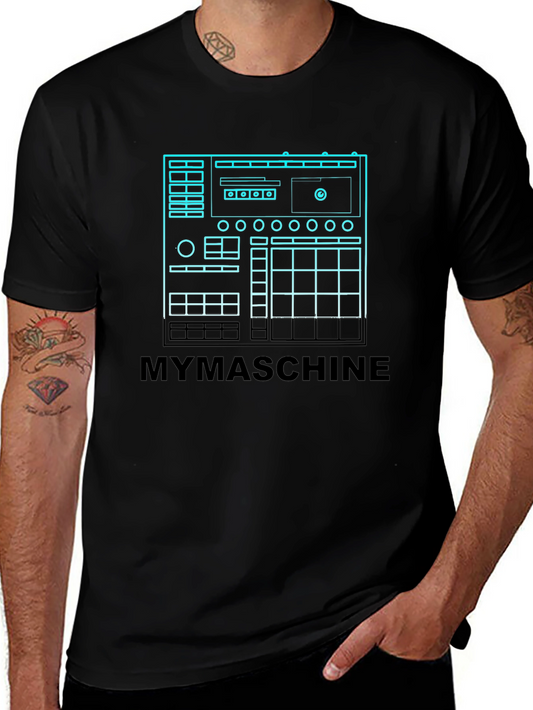 MYMASCHINE Black Graphic Tee - Music Producer Design