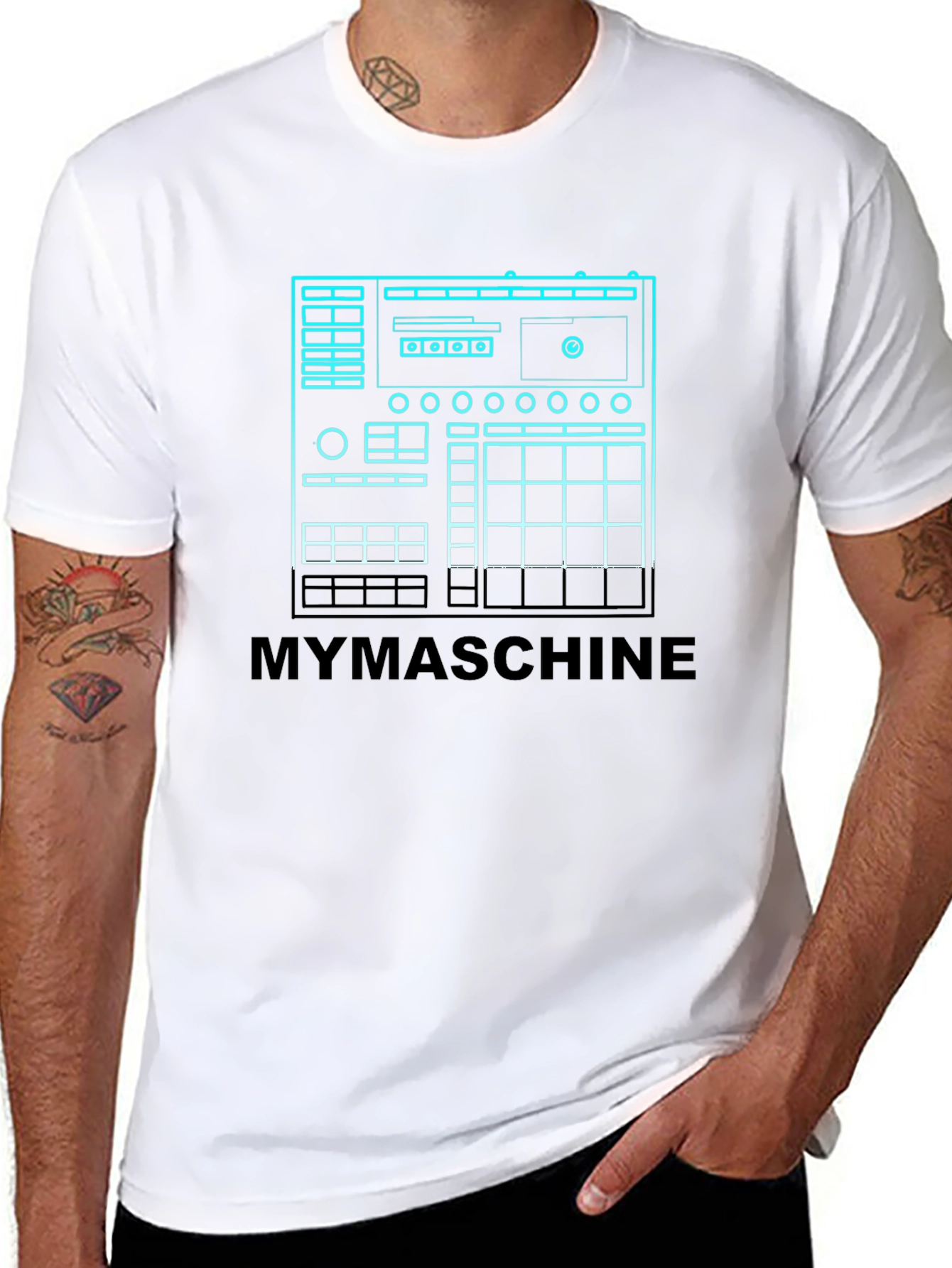 MYMASCHINE Black Graphic Tee - Music Producer Design