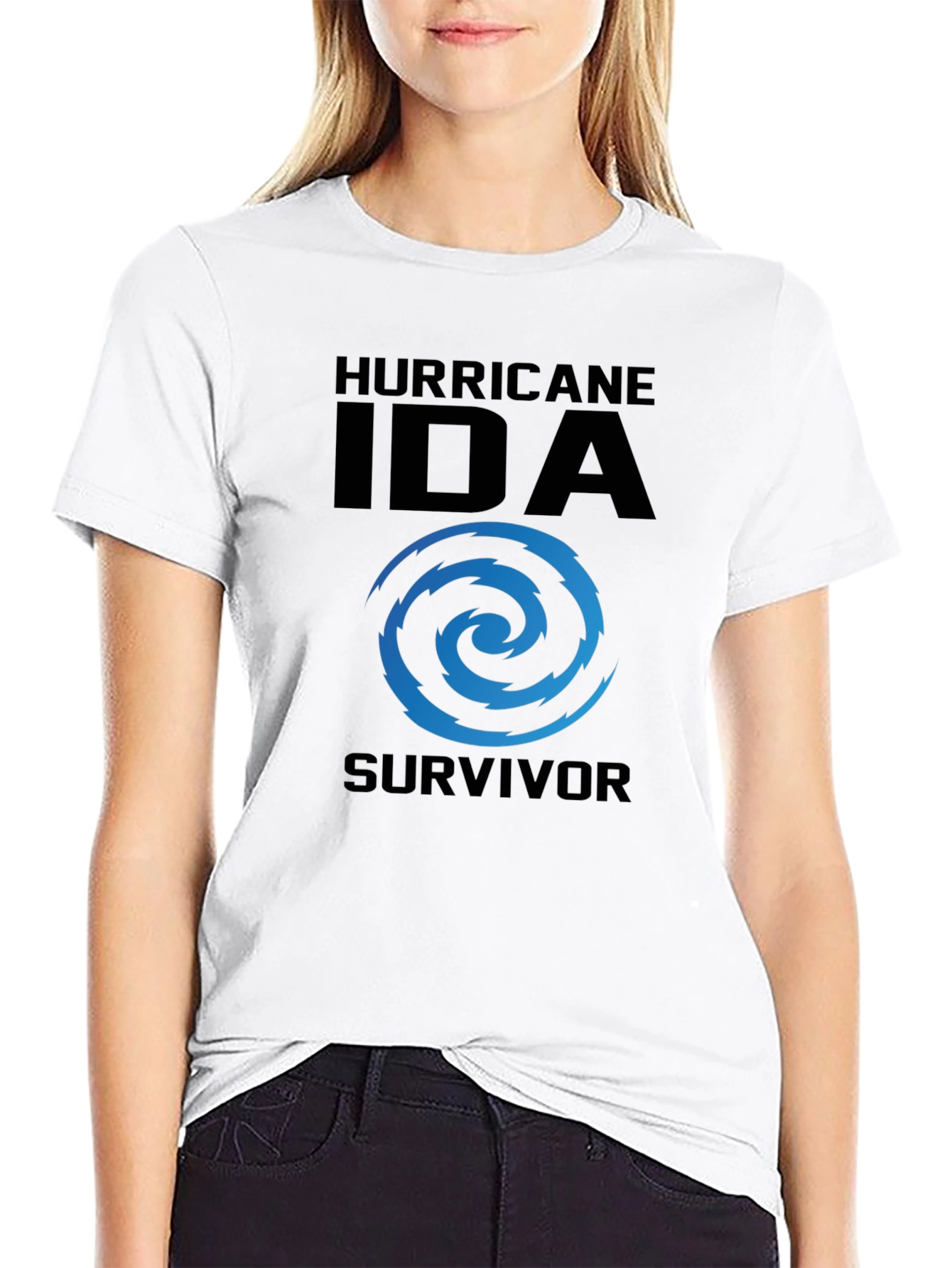 Hurricane Ida Survivor T-Shirt Black Cotton