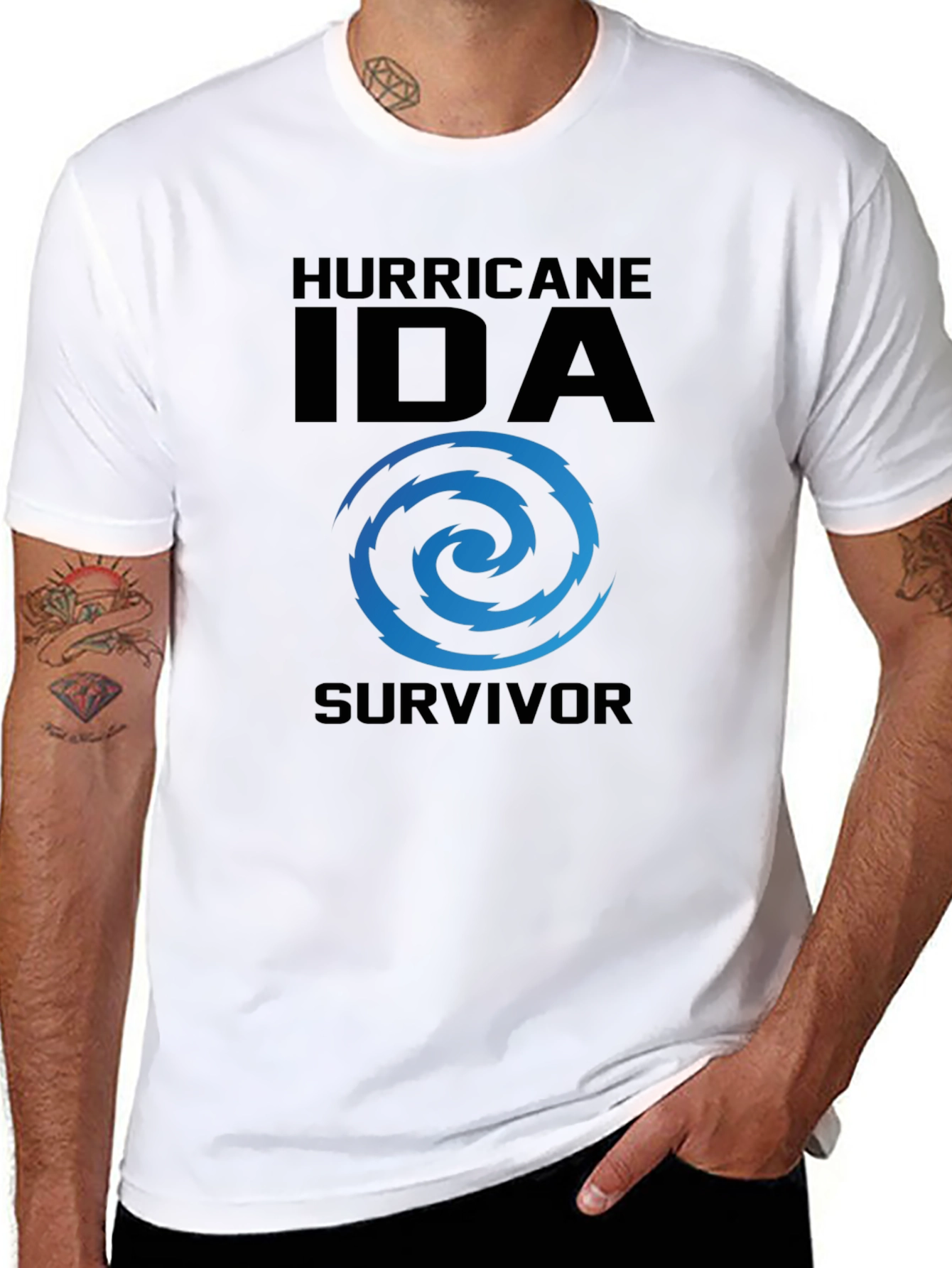 Hurricane Ida Survivor T-Shirt Black Cotton