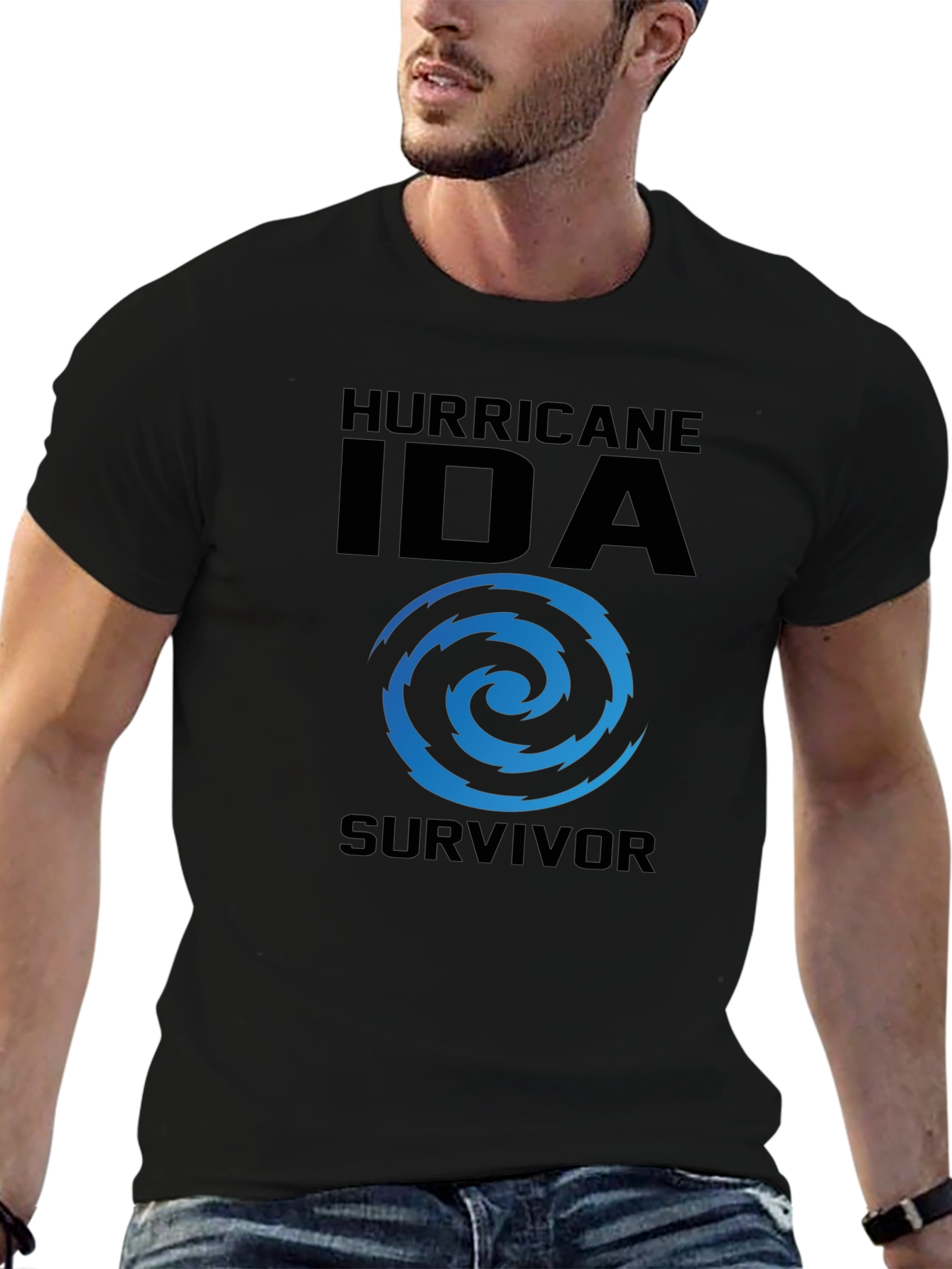 Hurricane Ida Survivor T-Shirt Black Cotton