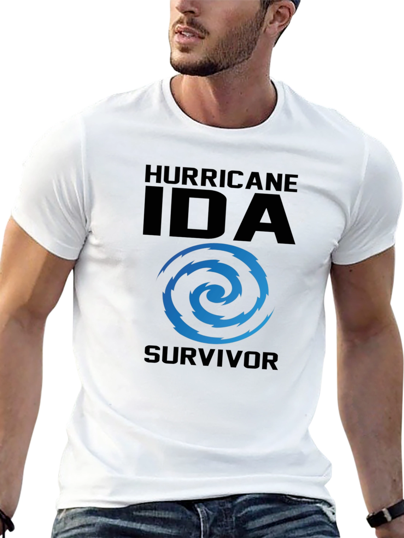 Hurricane Ida Survivor T-Shirt Black Cotton