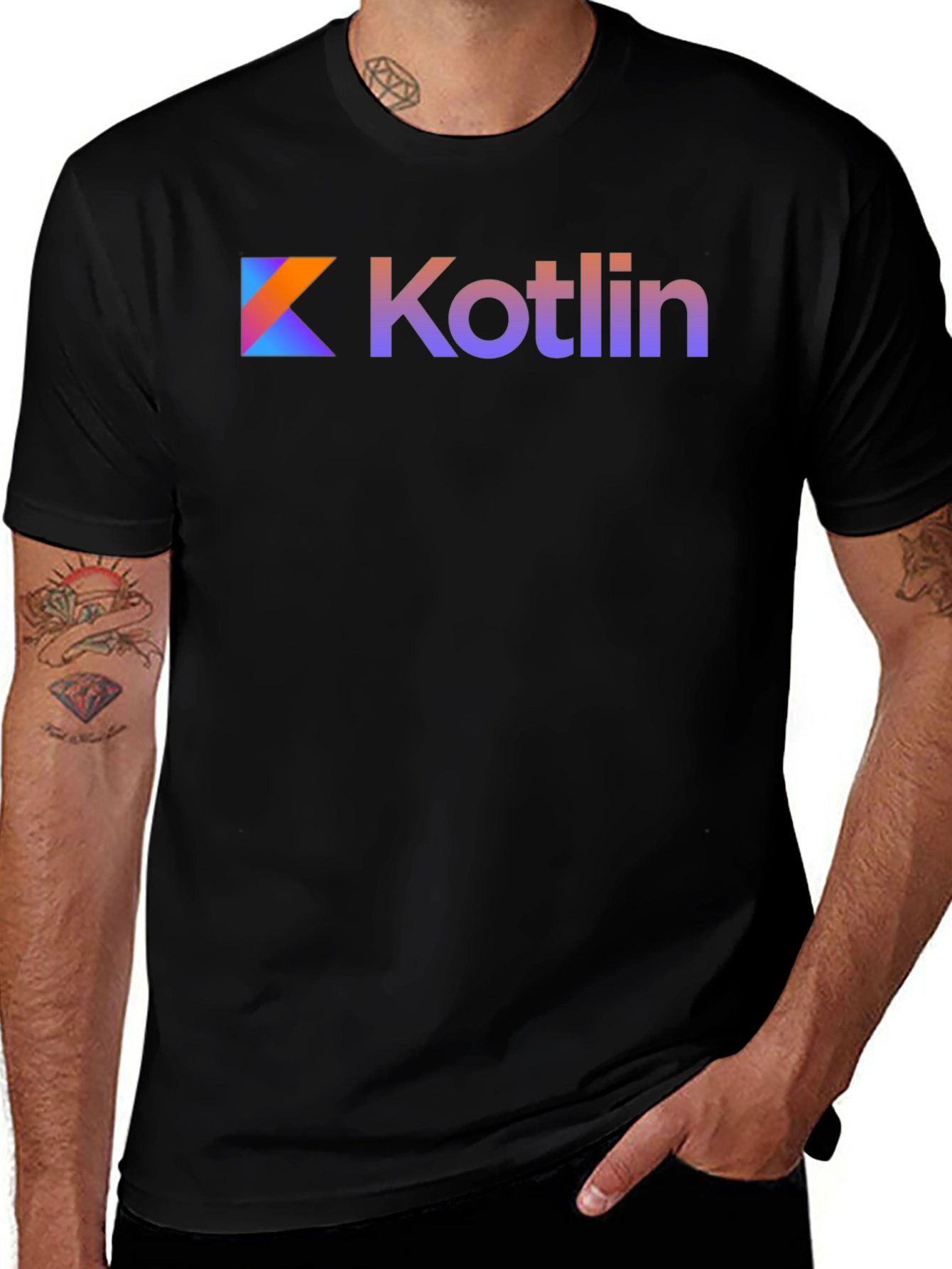 Kotlin Logo Black T-Shirt Gradient Design