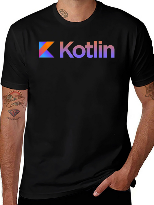 Kotlin Logo Black T-Shirt Gradient Design