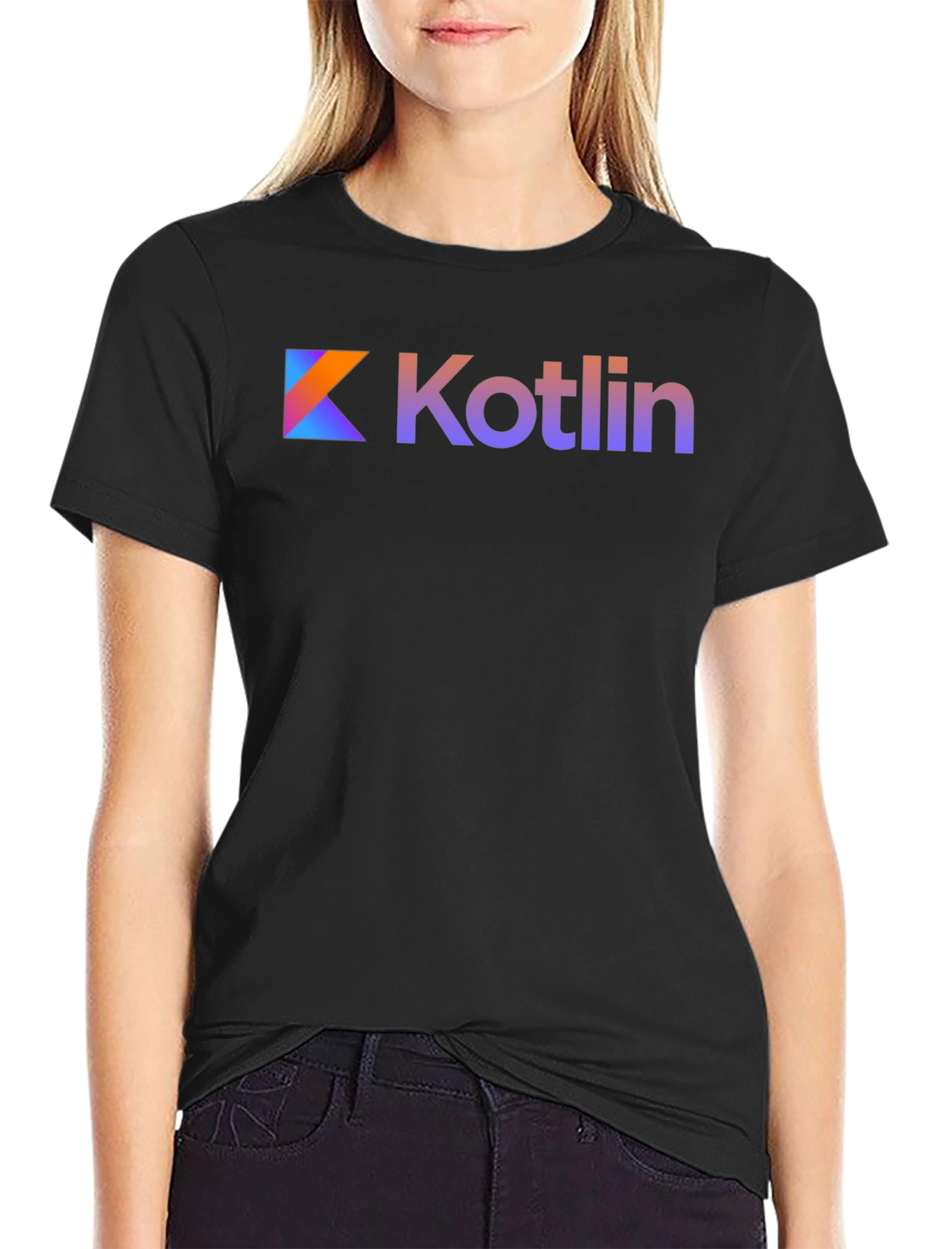 Kotlin Logo Black T-Shirt Gradient Design
