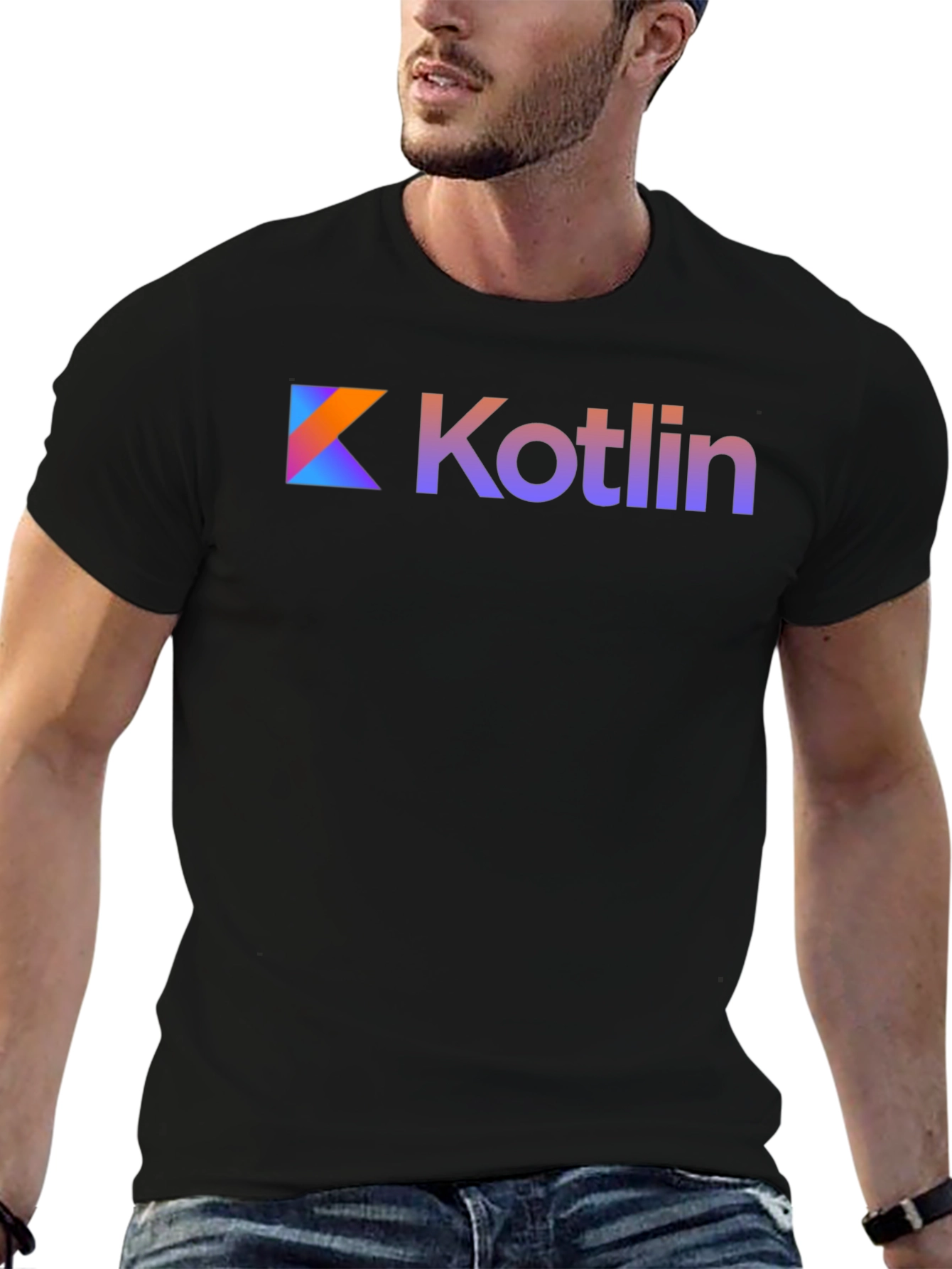 Kotlin Logo Black T-Shirt Gradient Design