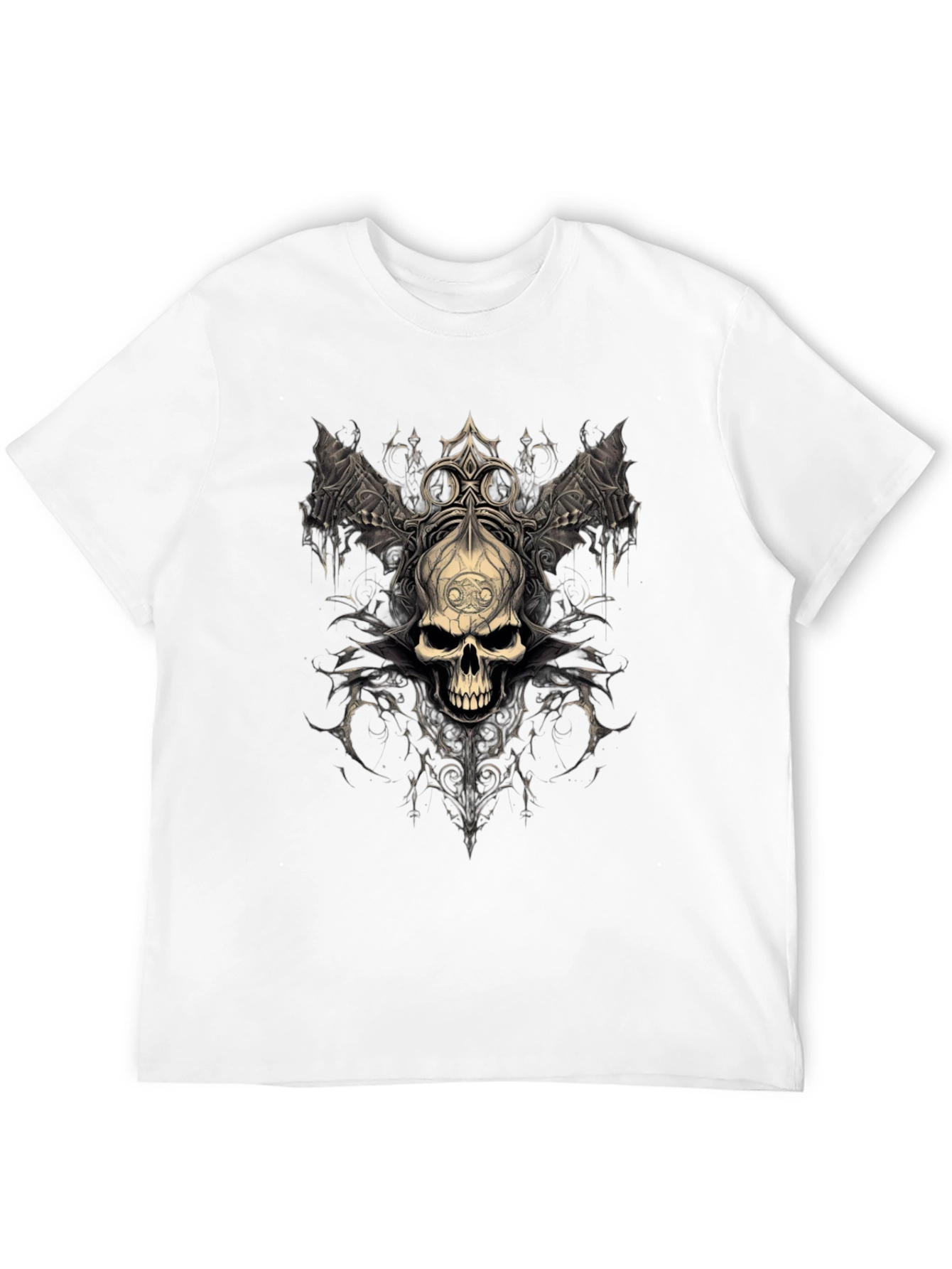 Gothic Skull Graphic Tee - Dark Fantasy Design