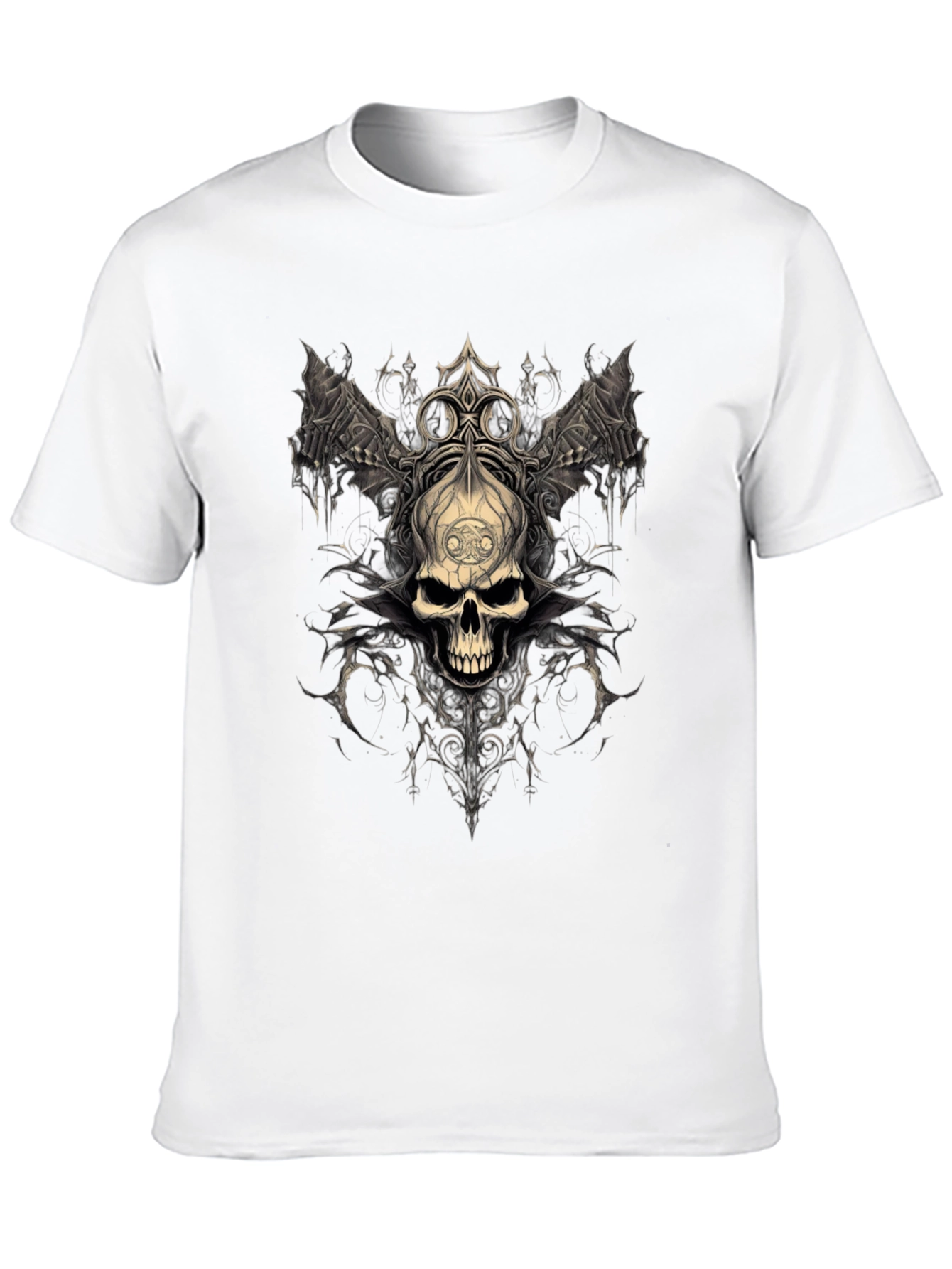 Gothic Skull Graphic Tee - Dark Fantasy Design