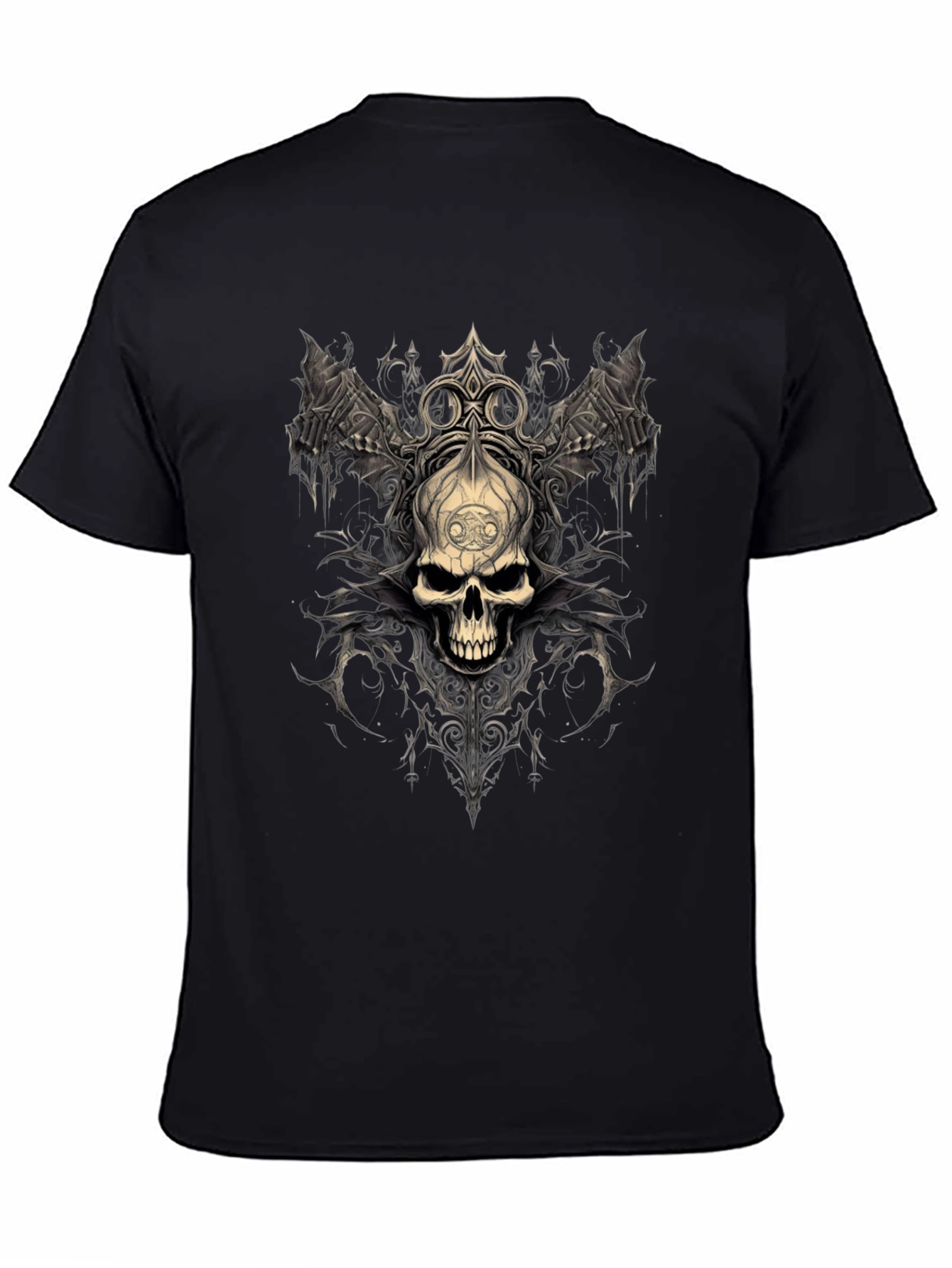 Gothic Skull Graphic Tee - Dark Fantasy Design