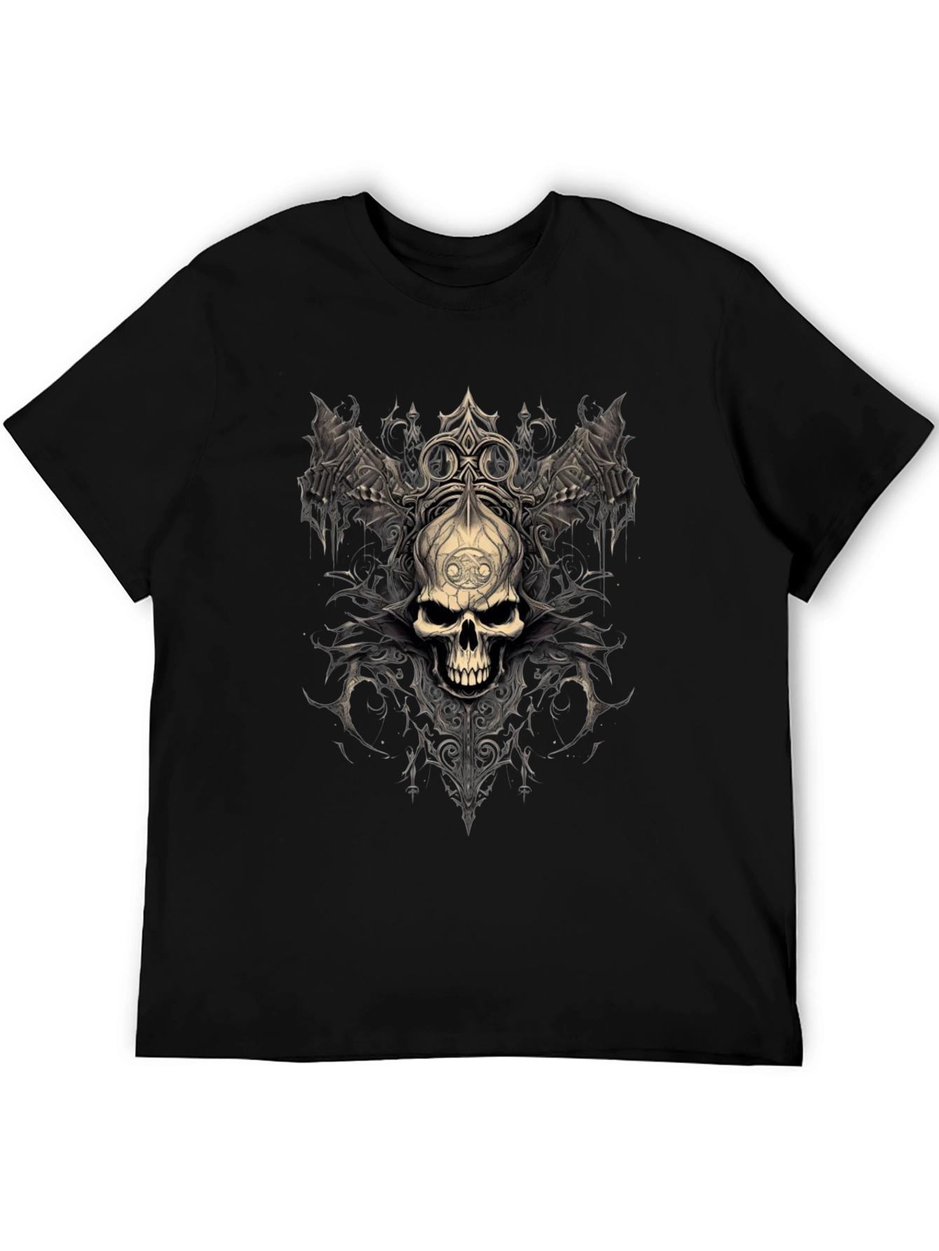 Gothic Skull Graphic Tee - Dark Fantasy Design