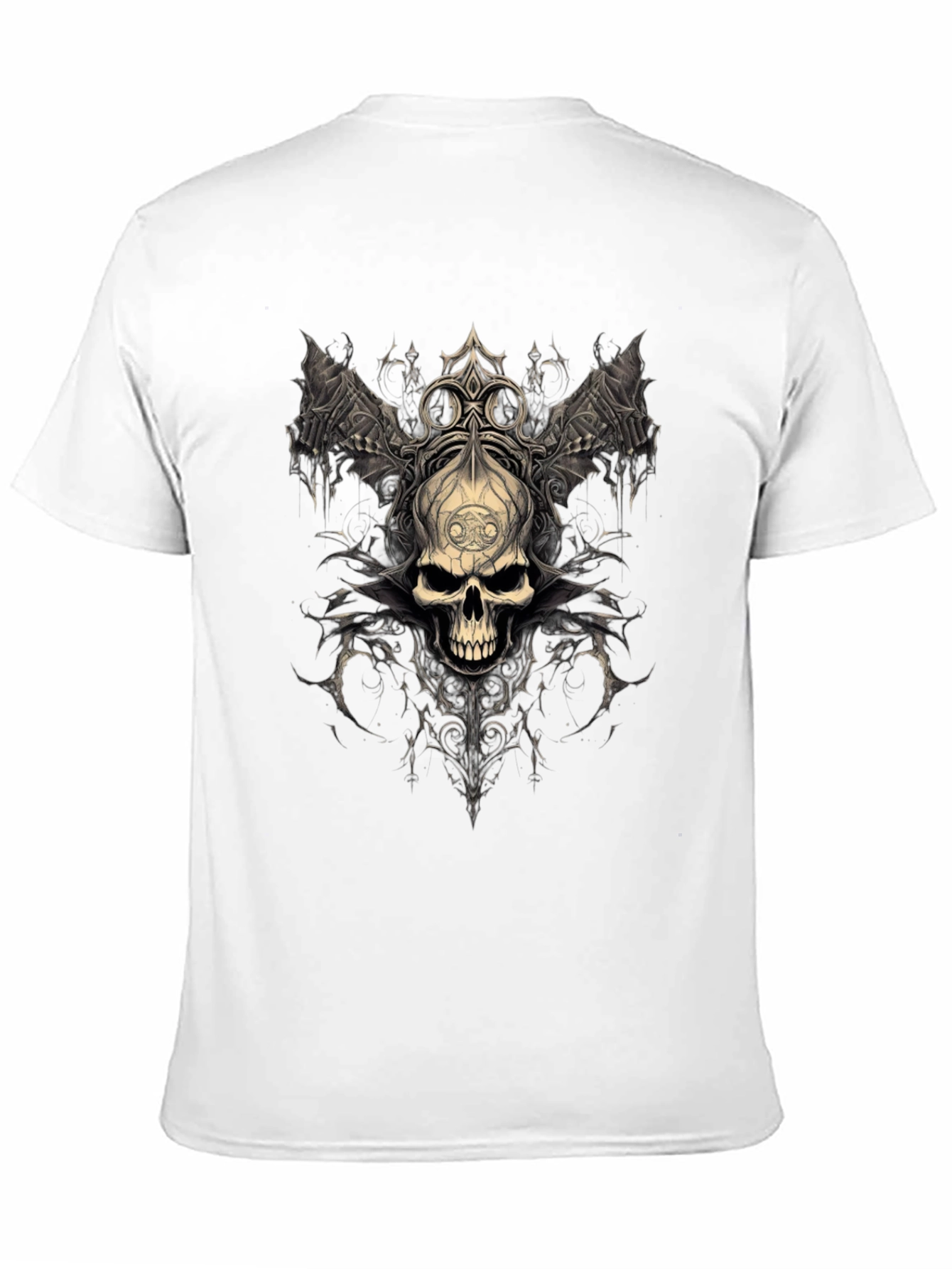 Gothic Skull Graphic Tee - Dark Fantasy Design